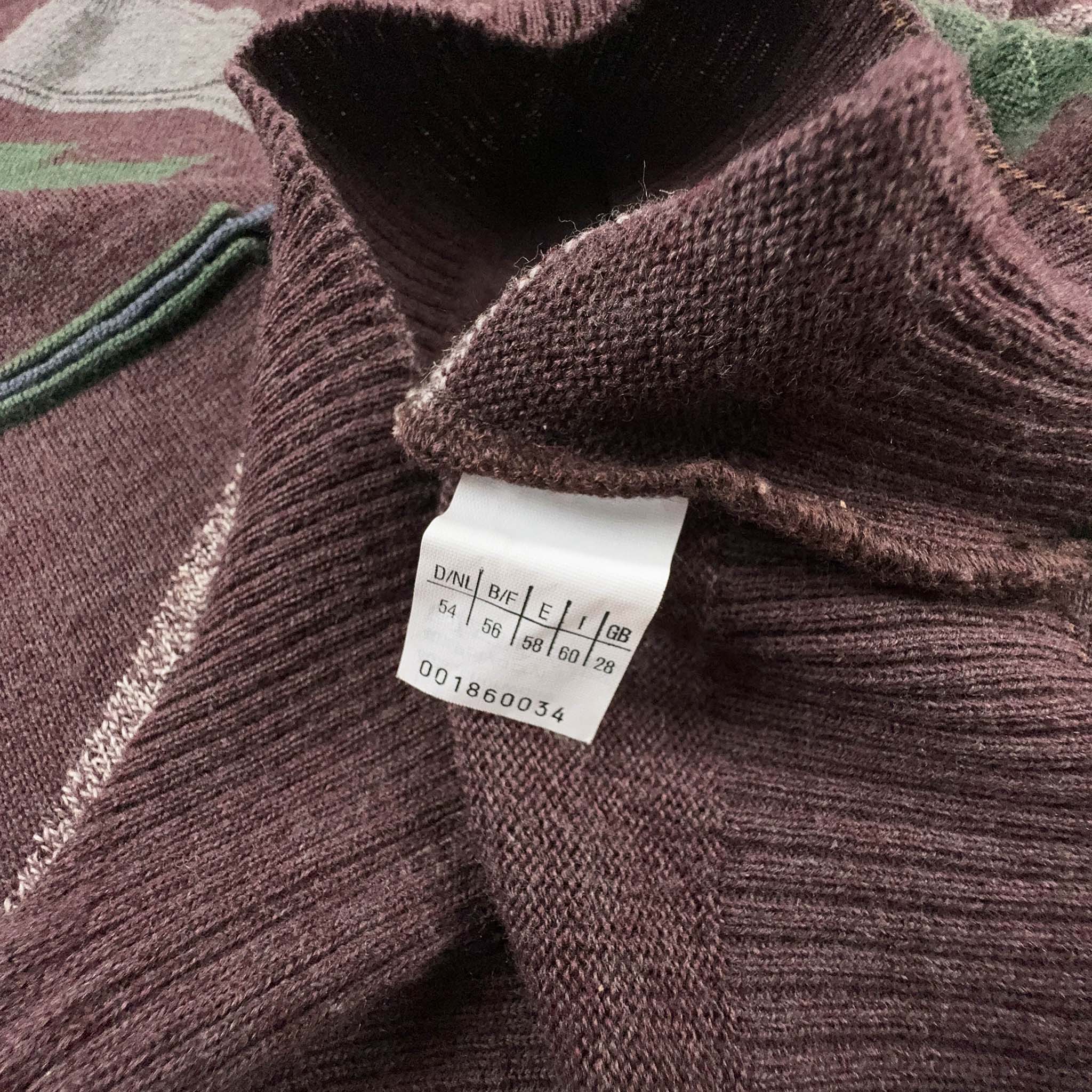 Maglione Vintage 60% lana bordeaux a fantasia - Taglia L/XL uomo