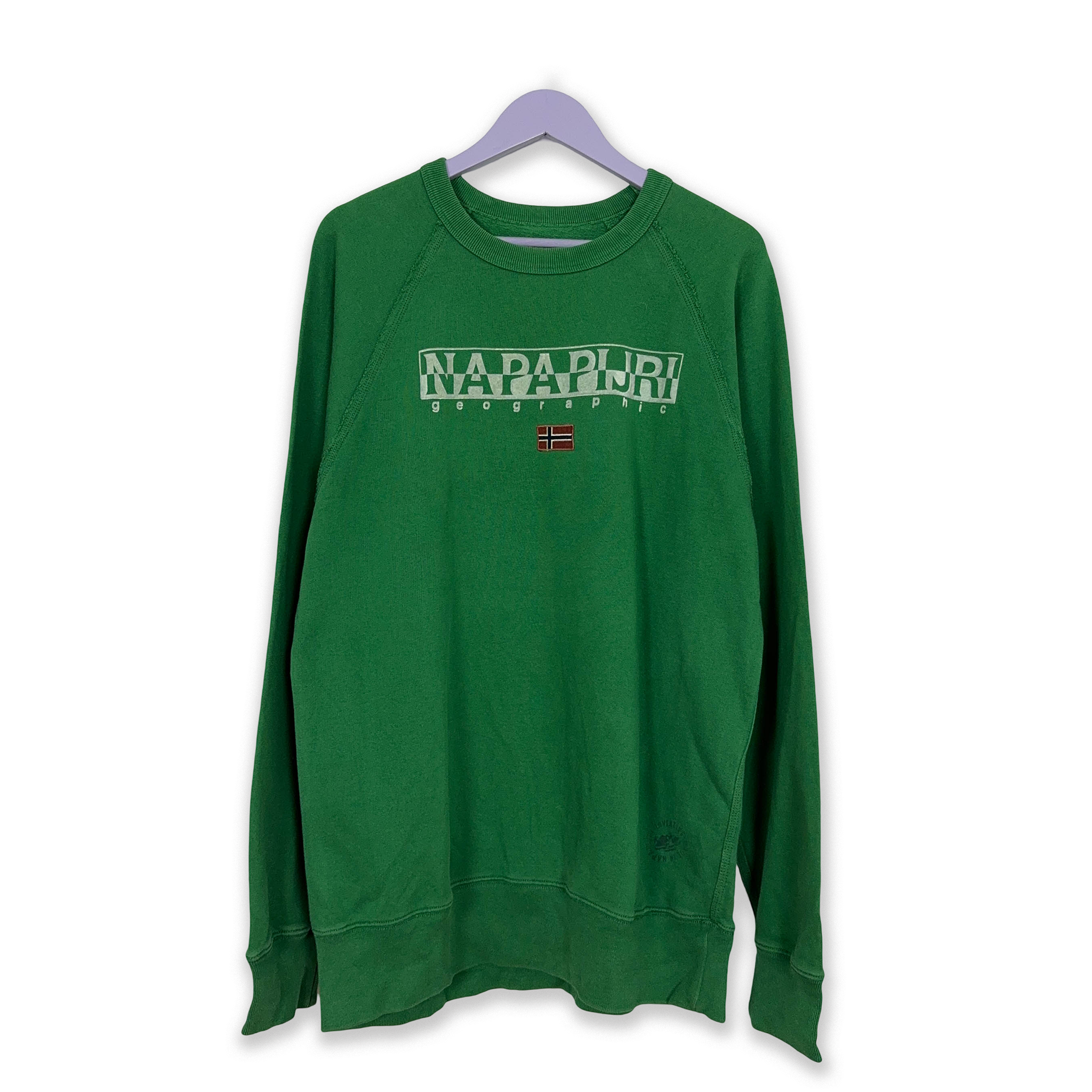 Felpa Napapijri verde a girocollo con logo stampato - Taglia XL uomo