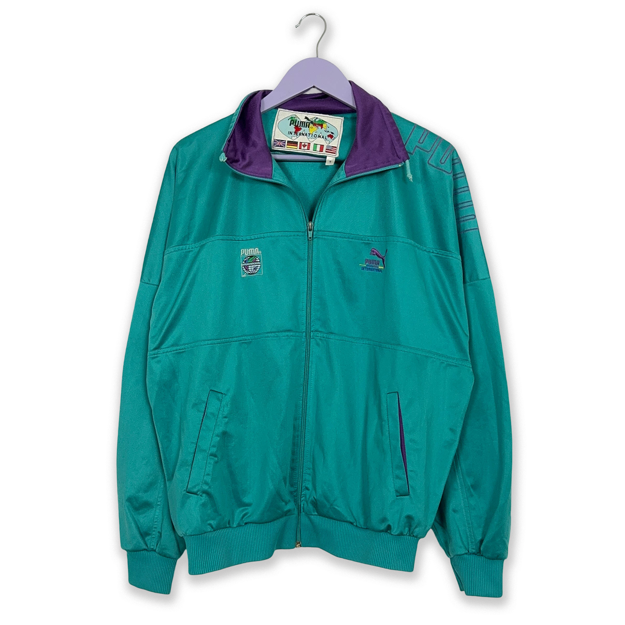 Felpa Puma Vintage International azzurra con zip anni 90 - Taglia L uomo