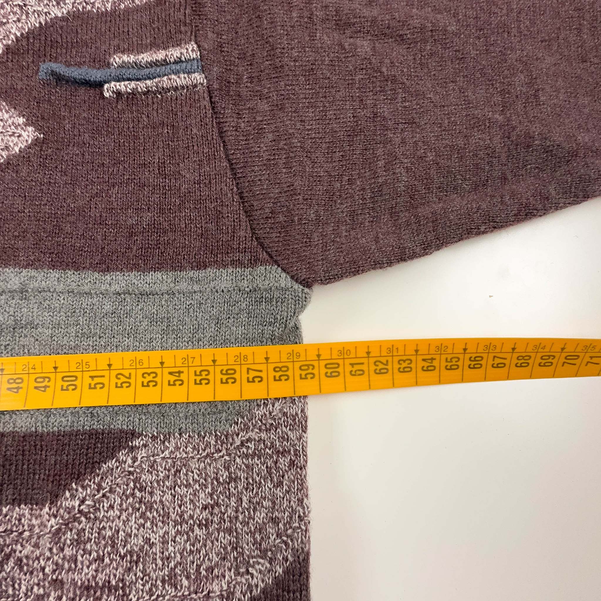 Maglione Vintage 60% lana bordeaux a fantasia - Taglia L/XL uomo