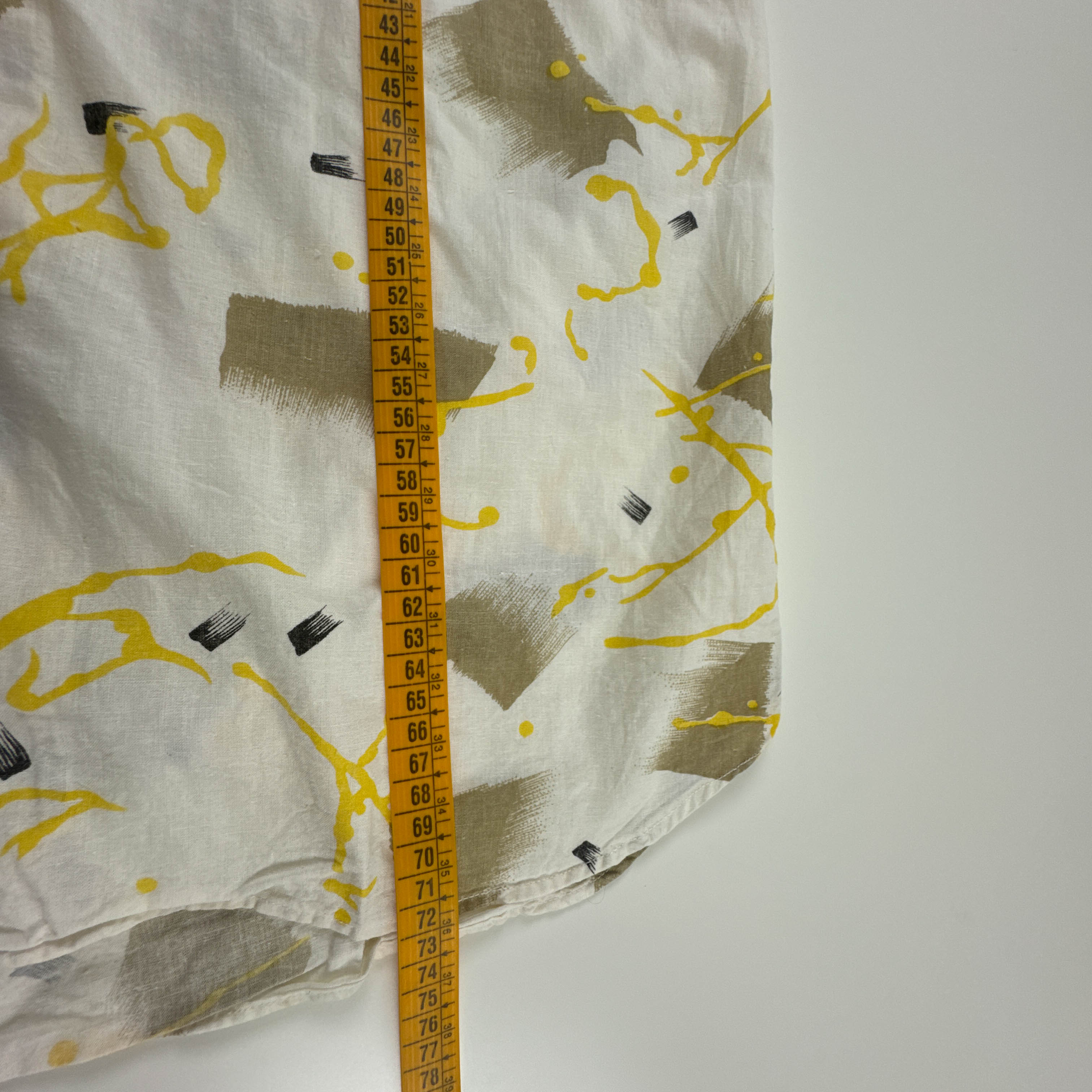 Camicia Vintage New Fast bianca fantasia astratta in cotone anni 80 90 - Taglia M uomo