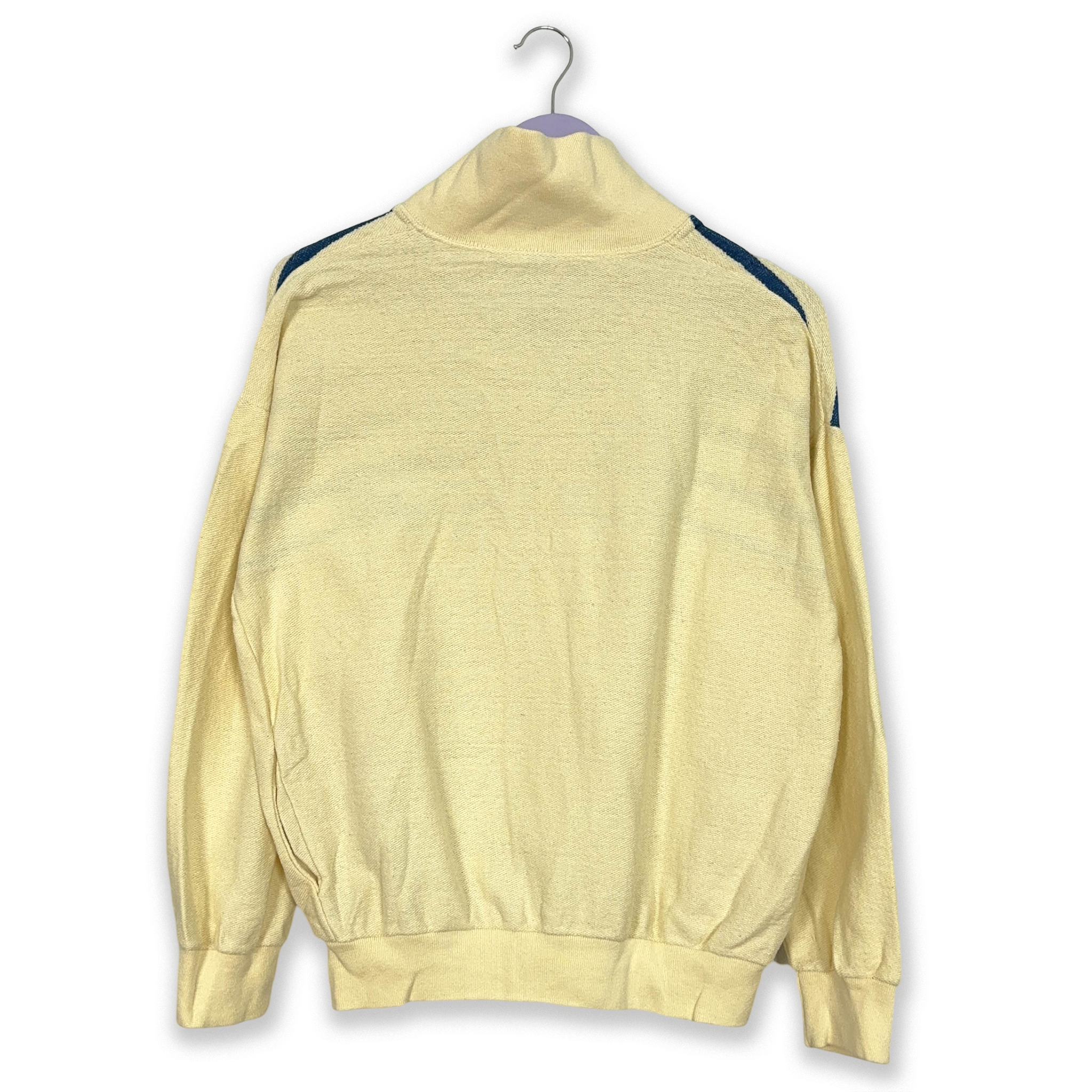 Felpa Puma Vintage beige a righe blu con zip anni 80 - Taglia S/M uomo
