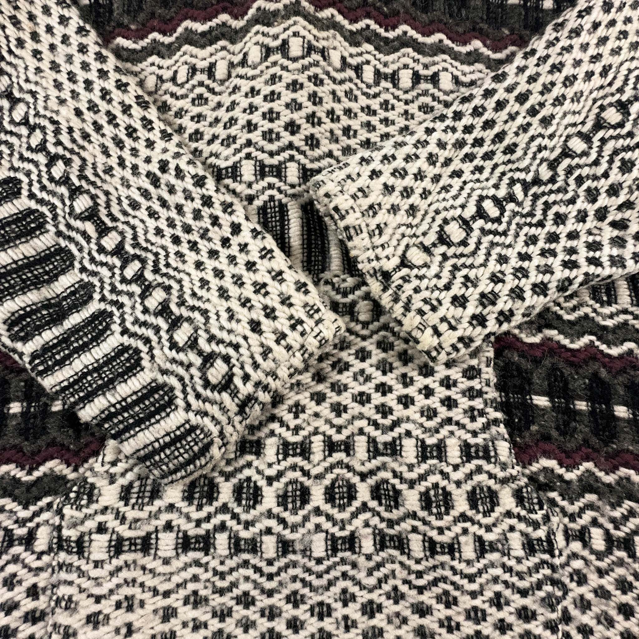 Maglione Vintage in lana a fantasia azteca bianca e grigia - Taglia XL uomo