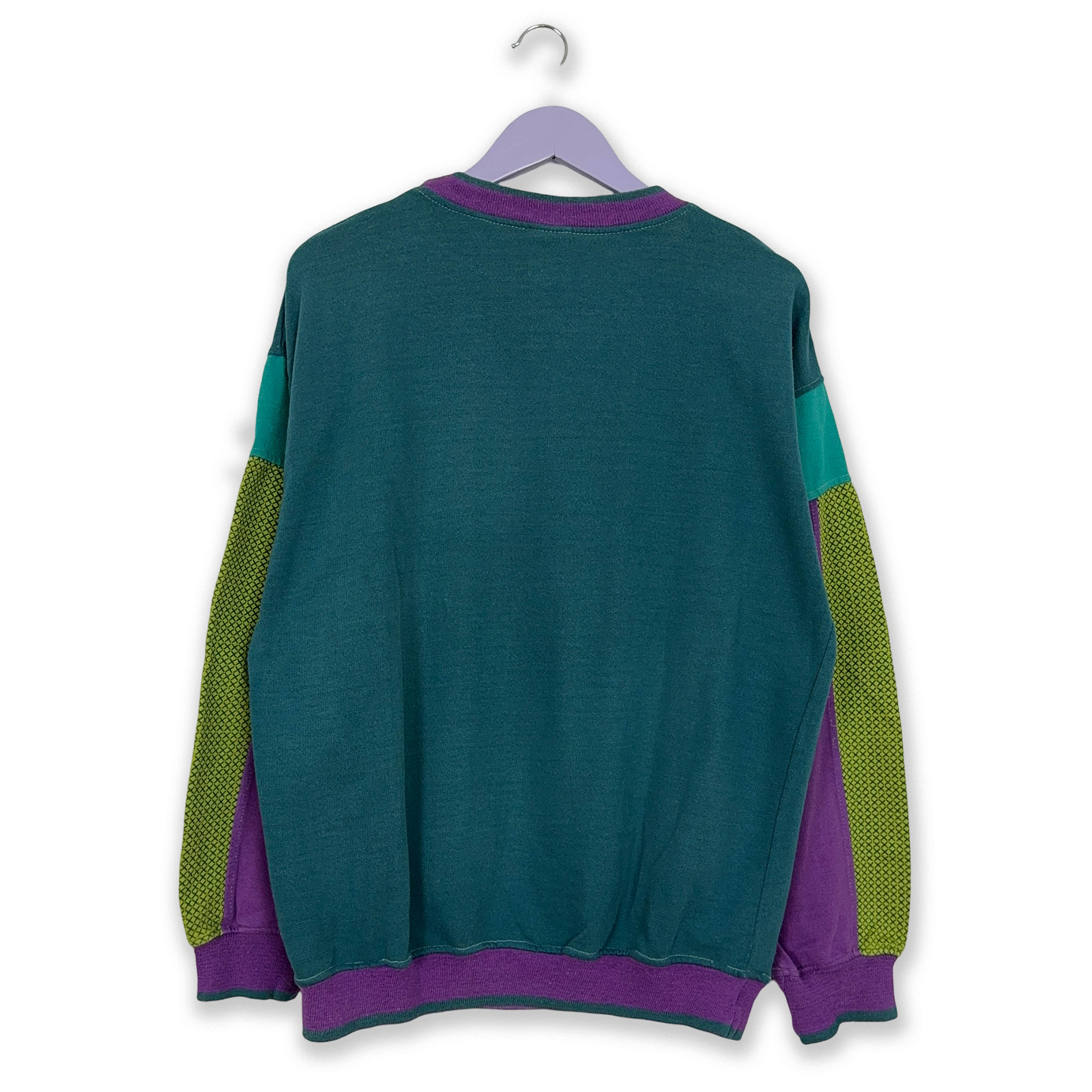 Felpa Puma Vintage blu verde a girocollo con stampa anni 90 - Taglia 7 L uomo
