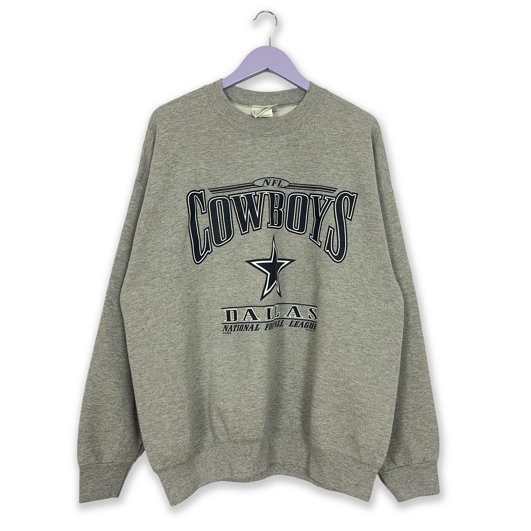 Felpa Lee Cowboys Dallas Vintage grigia a girocollo con stampa Made in USA - Taglia XL/XXL uomo