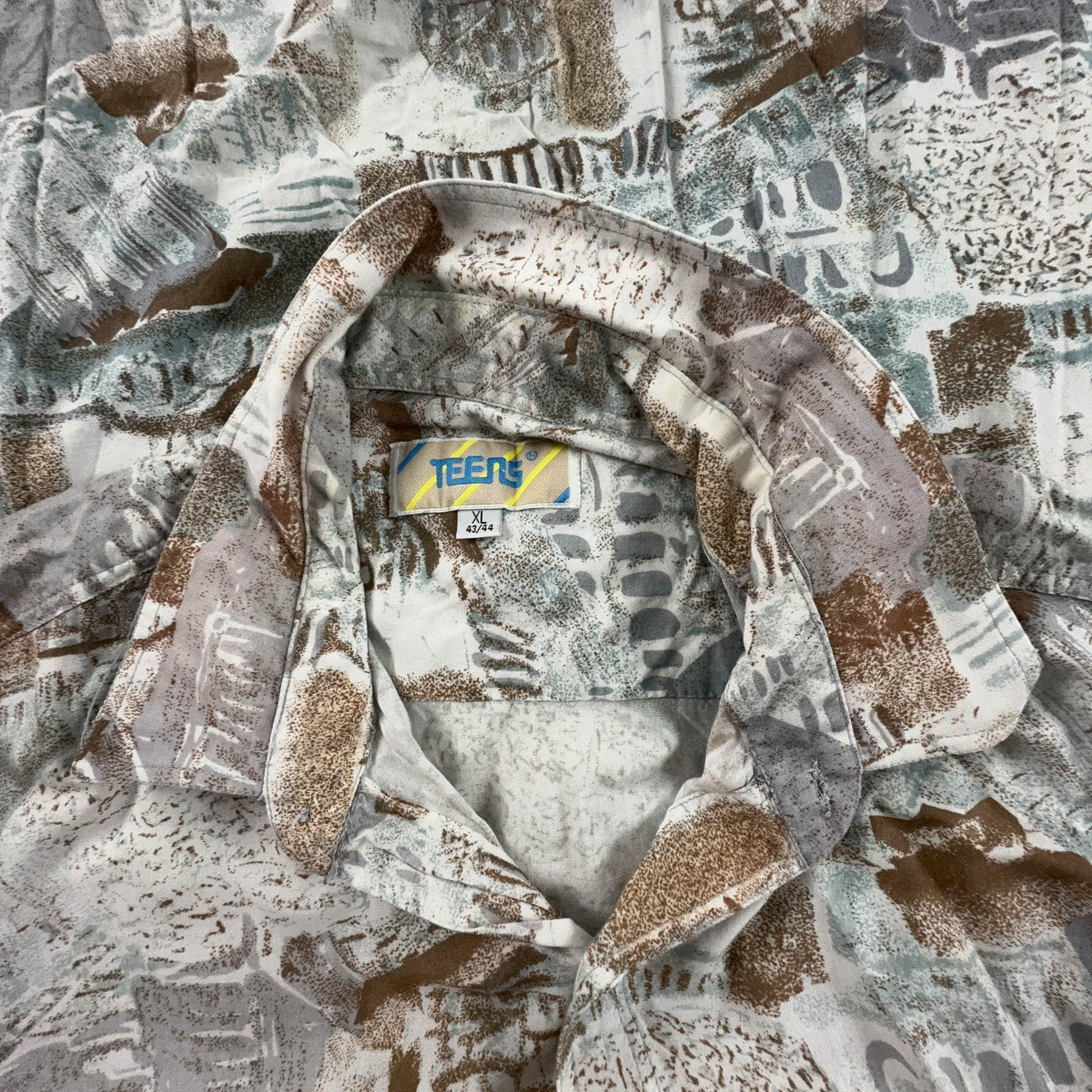 Camicia Vintage multicolore a fantasia astratta - Taglia M uomo