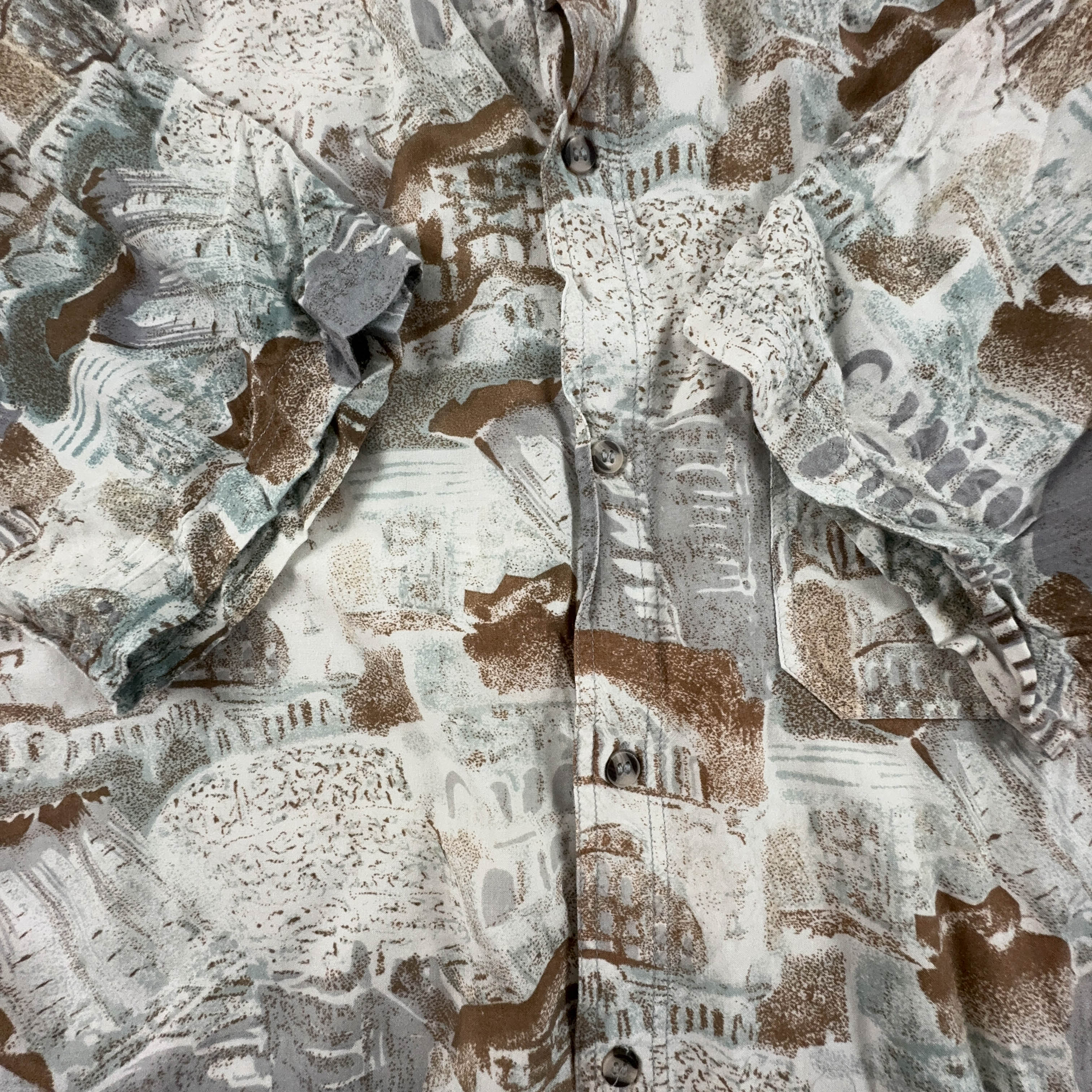 Camicia Vintage multicolore a fantasia astratta - Taglia M uomo