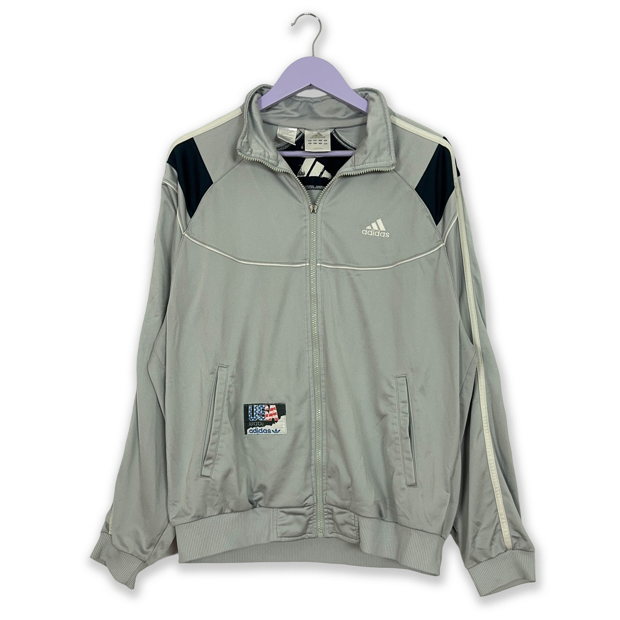 Felpa Adidas Vintage grigia con zip anni 2000 - Taglia 38 40 uomo