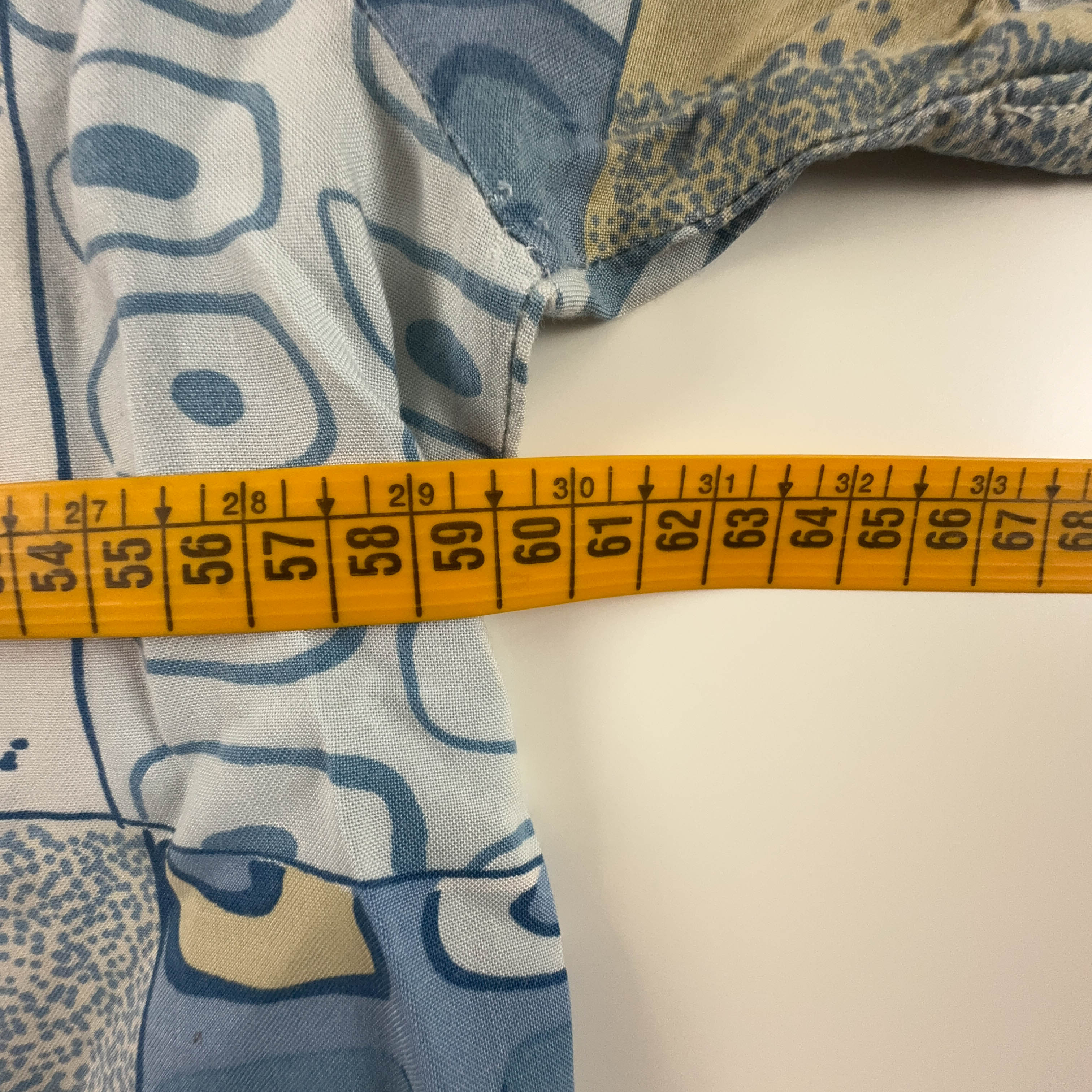 Camicia Vintage azzurra a fantasia astratta - Taglia 41 42 uomo