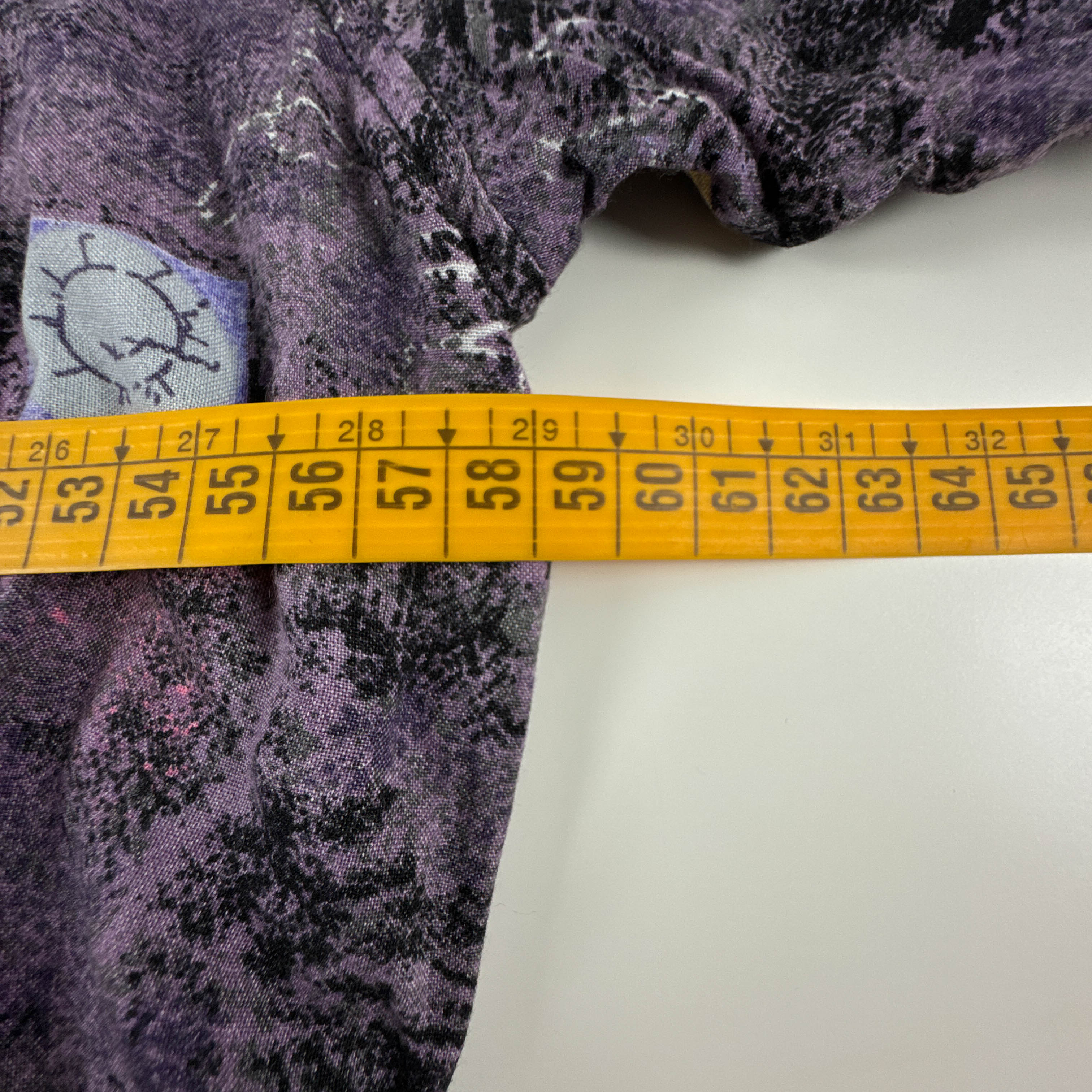 Camicia Vintage viola e gialla astratta geometrica anni 80 90 - Taglia M uomo