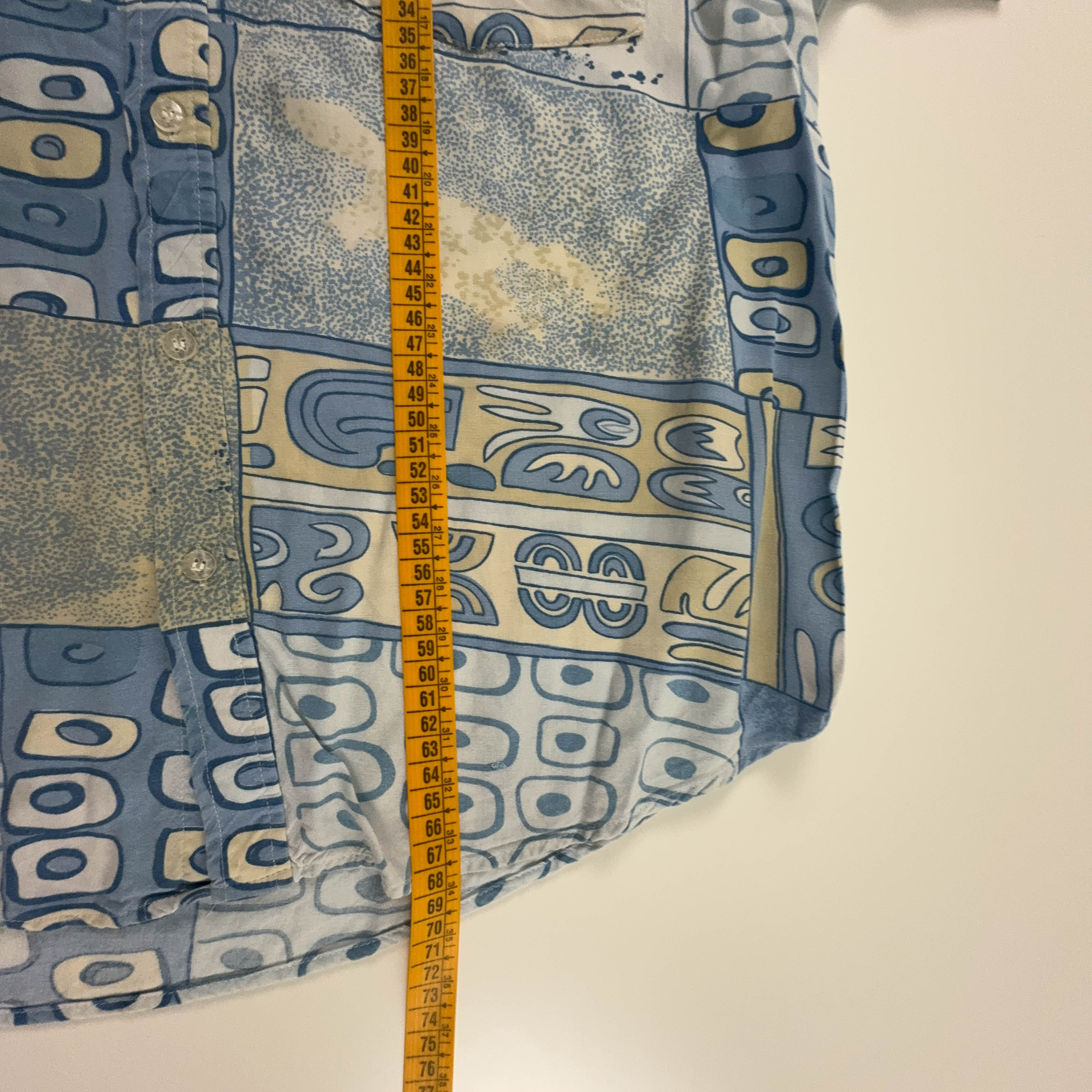 Camicia Vintage azzurra a fantasia astratta - Taglia 41 42 uomo