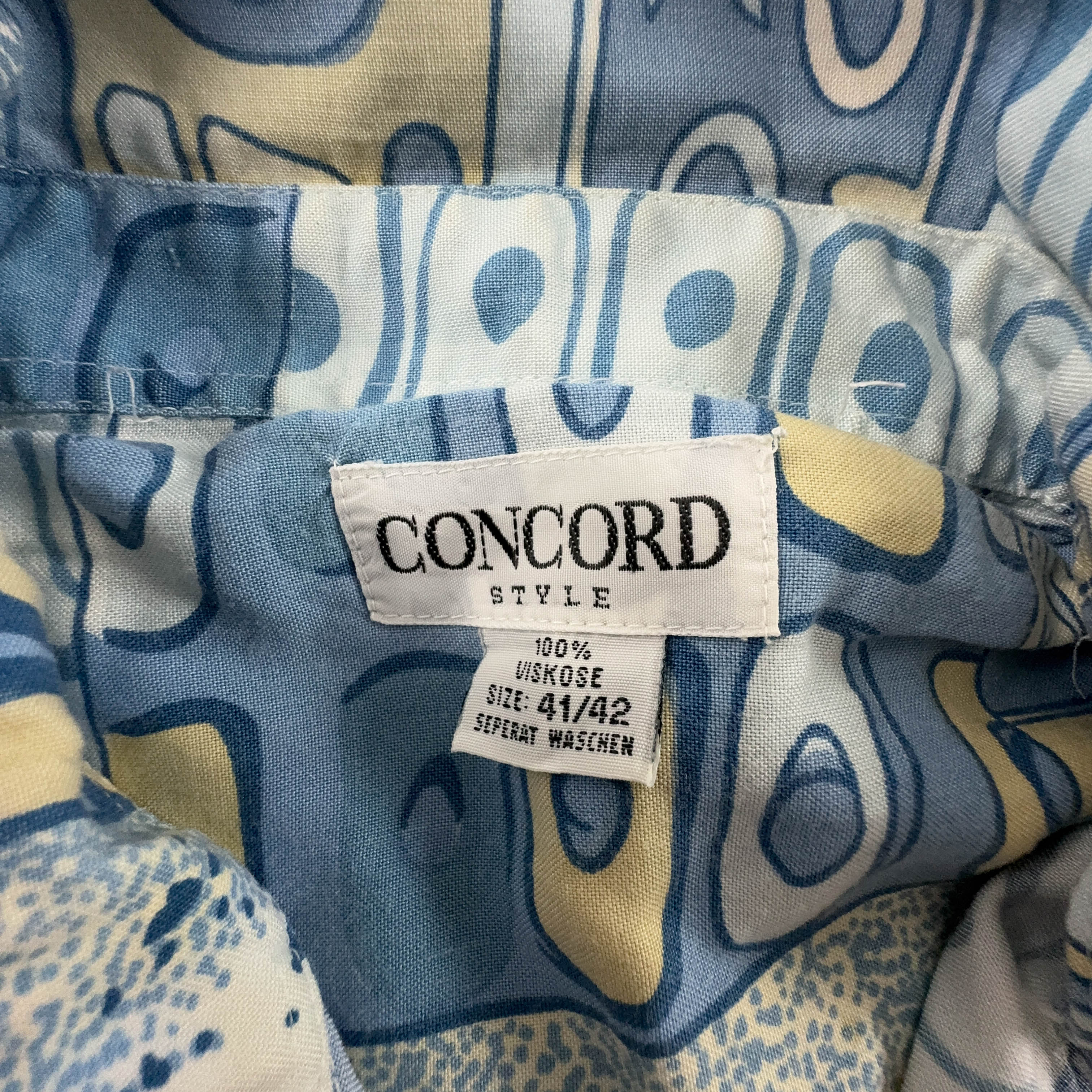 Camicia Vintage azzurra a fantasia astratta - Taglia 41 42 uomo