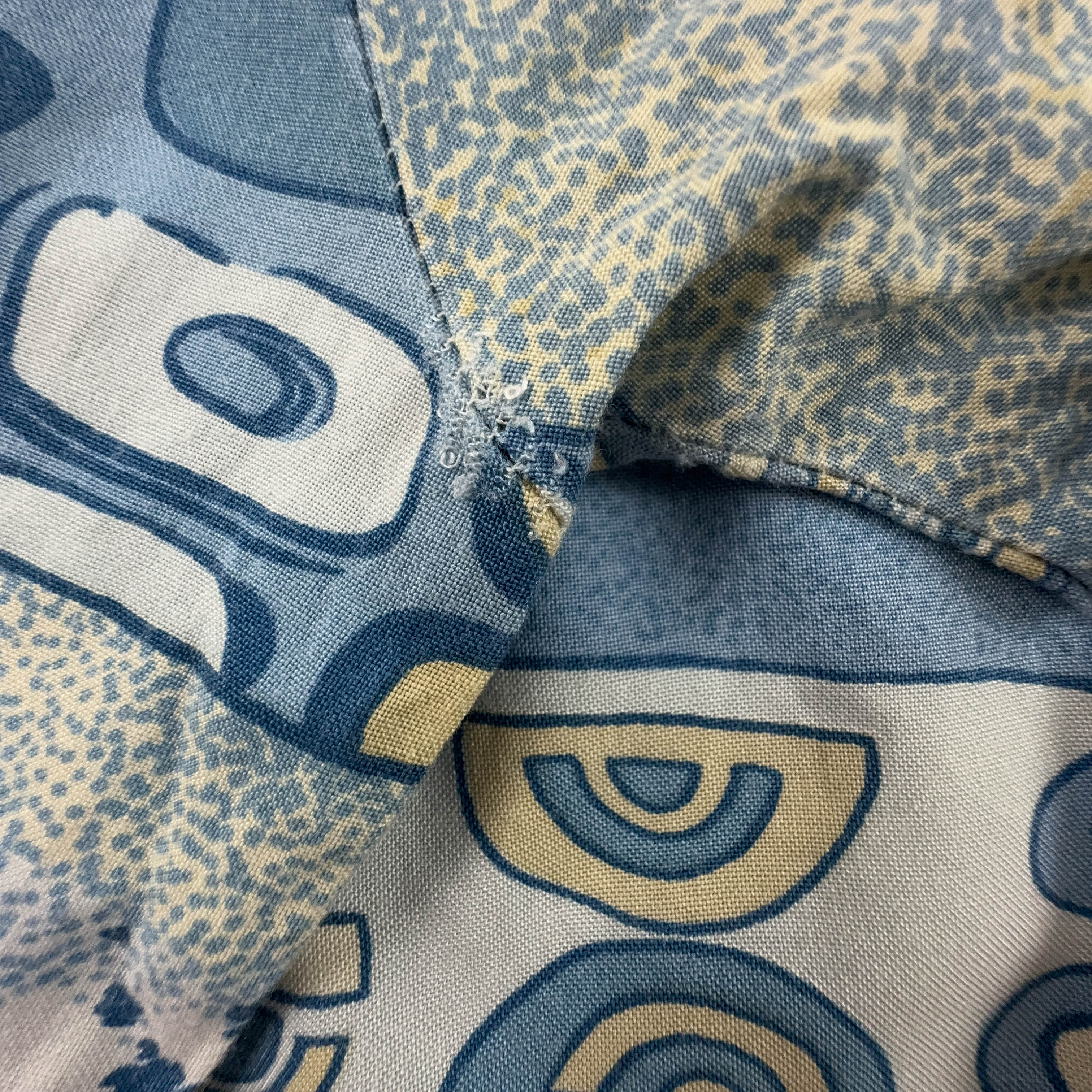 Camicia Vintage azzurra a fantasia astratta - Taglia 41 42 uomo