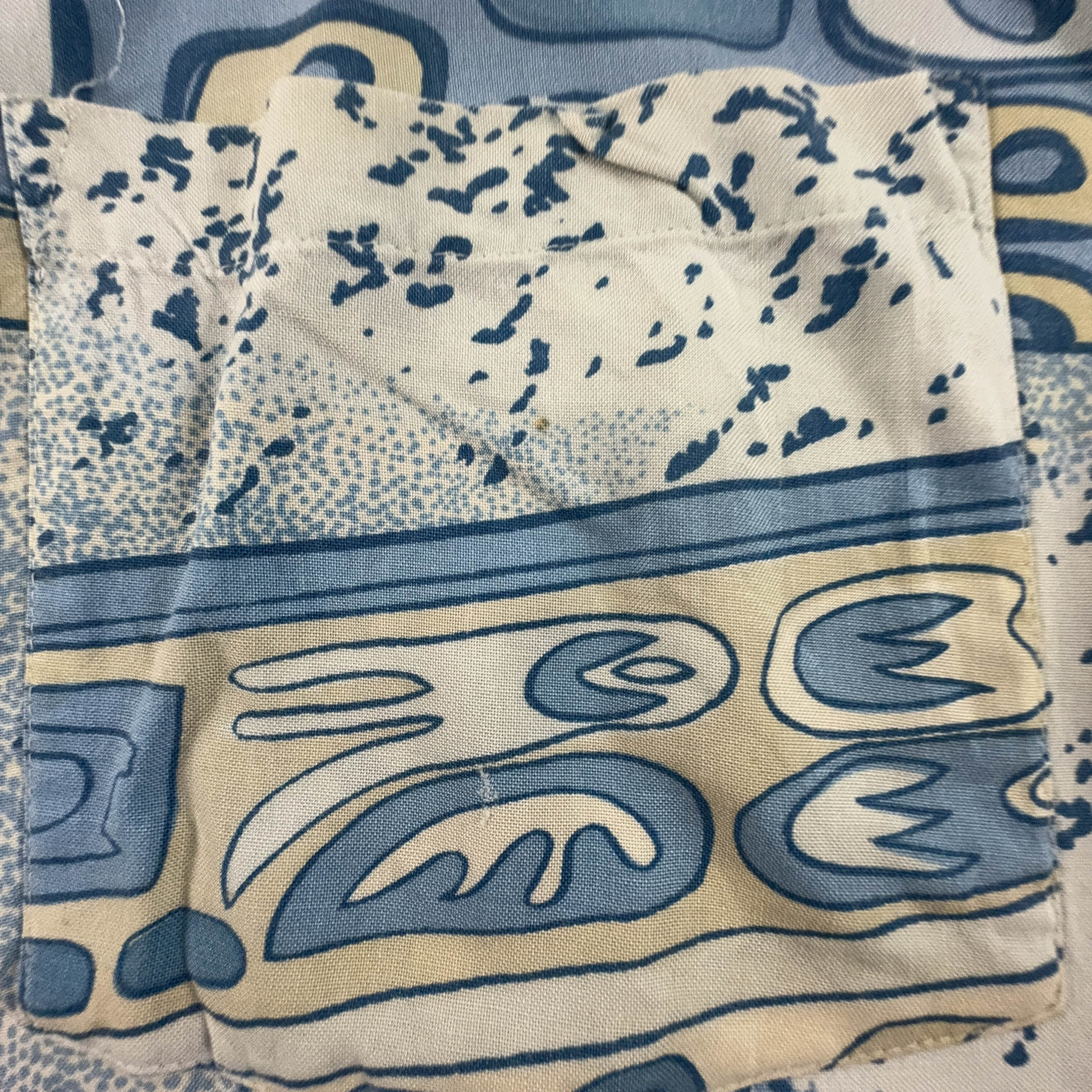 Camicia Vintage azzurra a fantasia astratta - Taglia 41 42 uomo