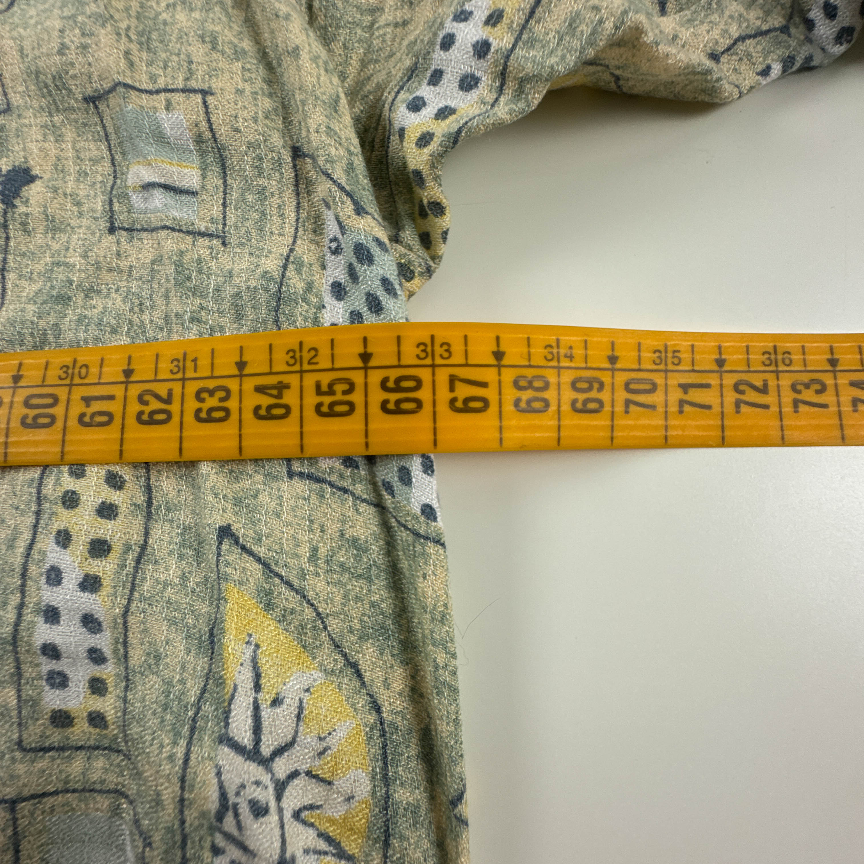 Camicia Vintage verde e gialla fantasia astratta anni 80 90 - Taglia 45/46 uomo