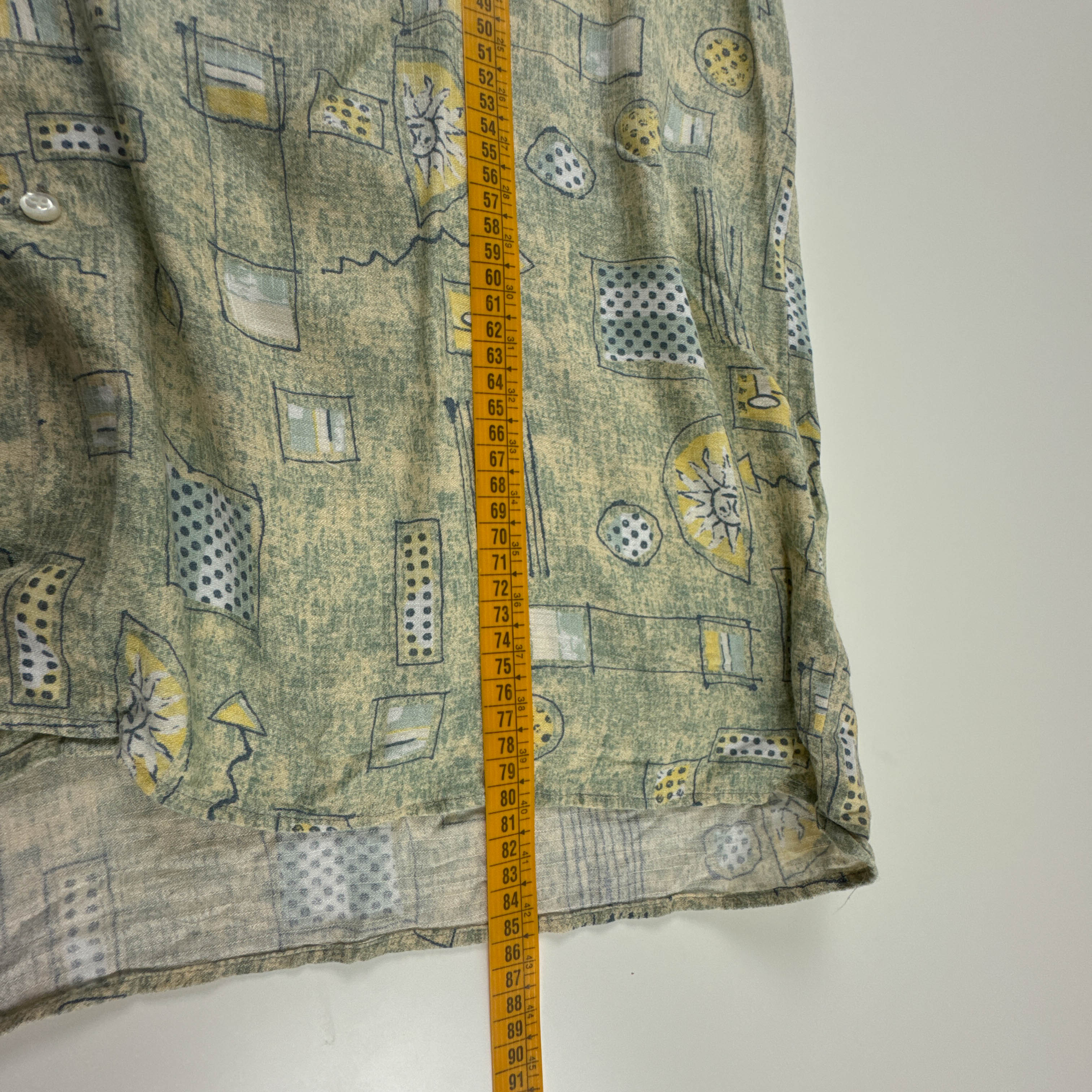 Camicia Vintage verde e gialla fantasia astratta anni 80 90 - Taglia 45/46 uomo