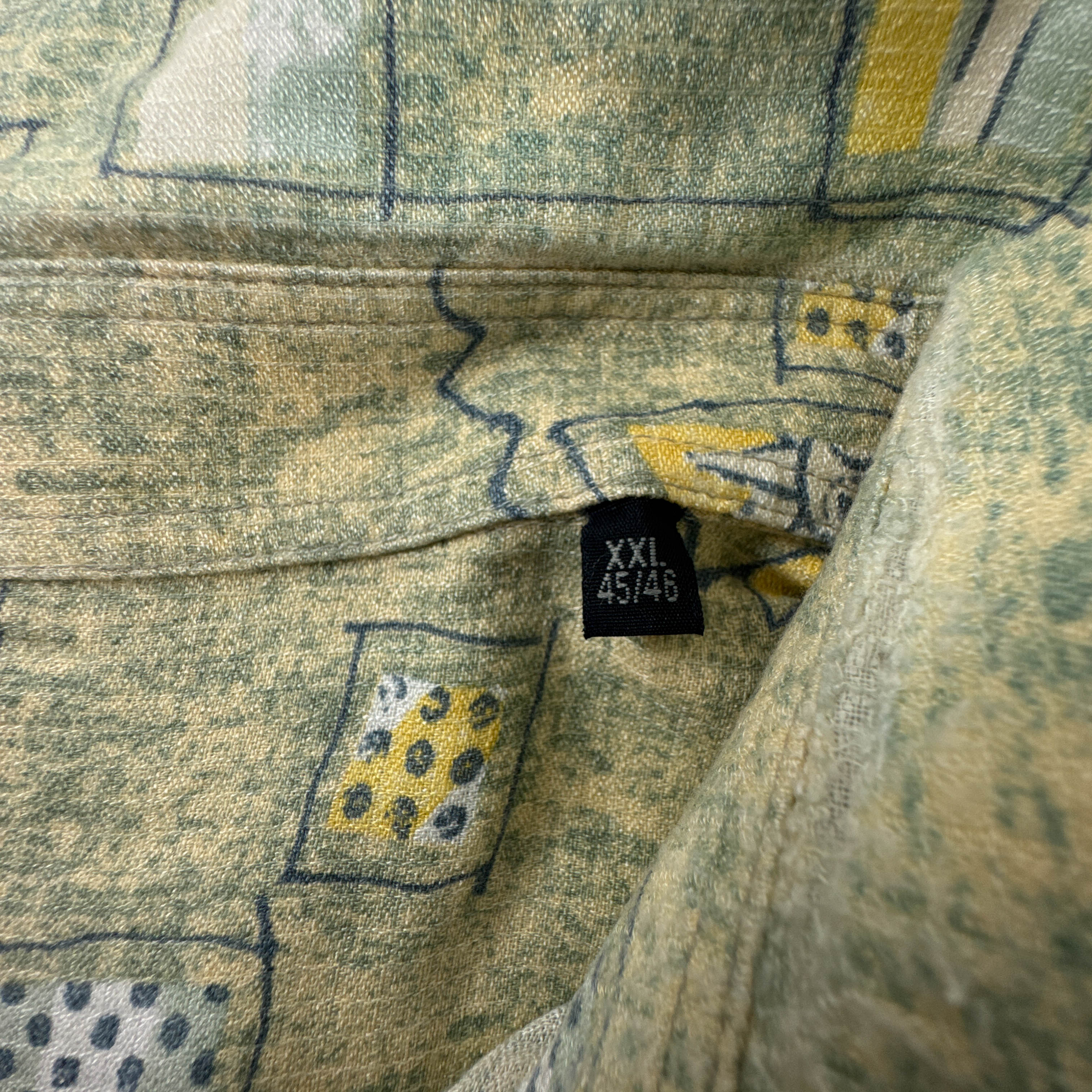 Camicia Vintage verde e gialla fantasia astratta anni 80 90 - Taglia 45/46 uomo