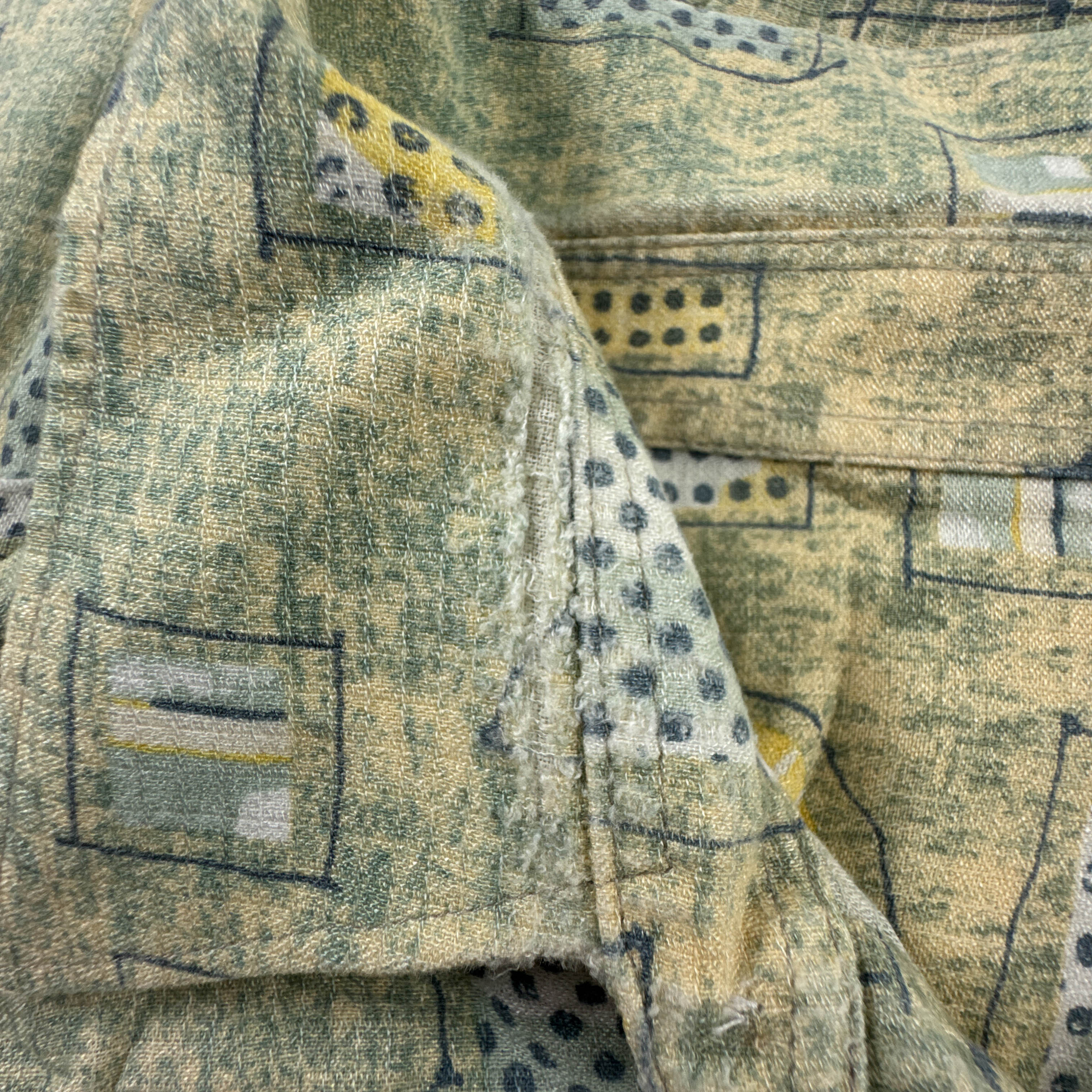 Camicia Vintage verde e gialla fantasia astratta anni 80 90 - Taglia 45/46 uomo