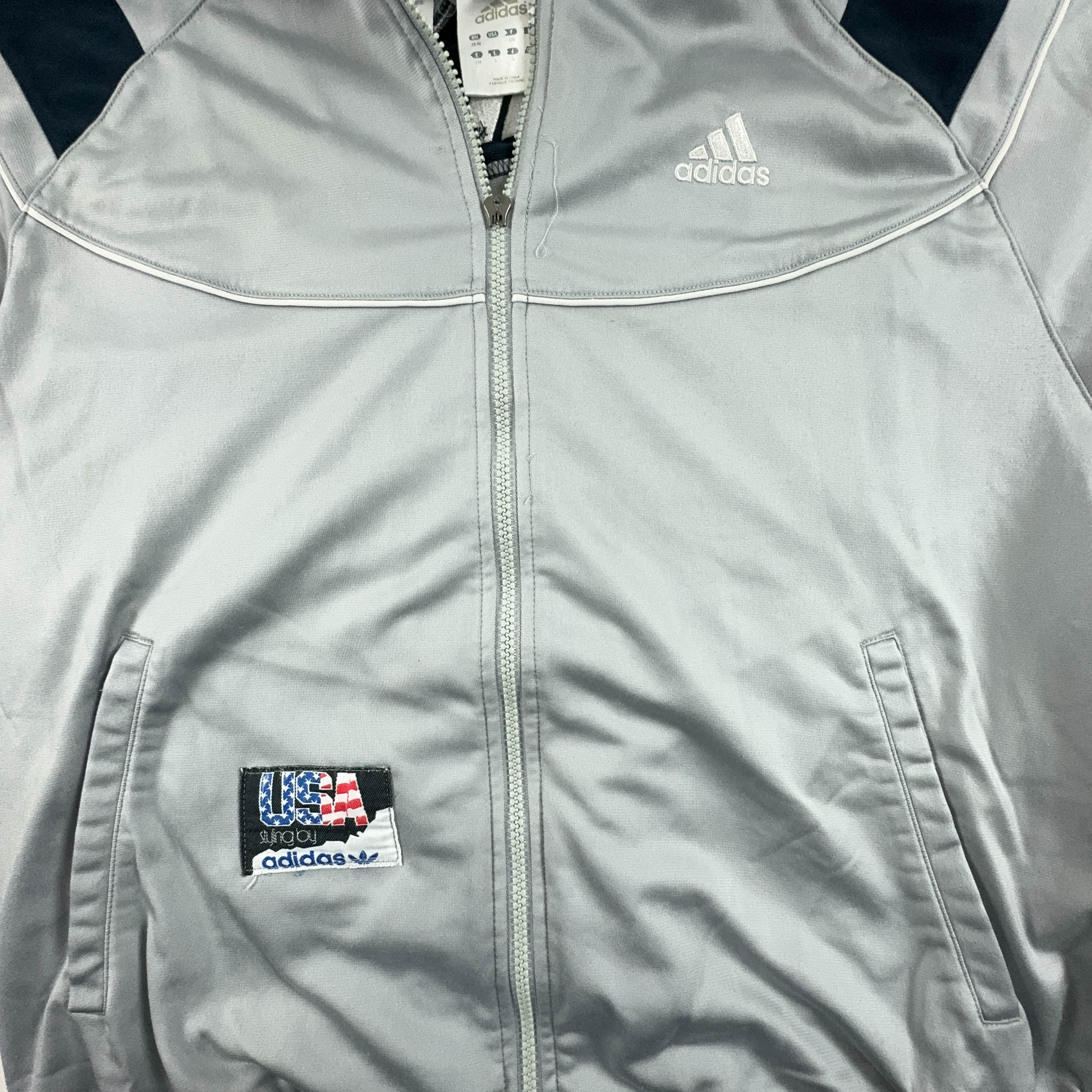 Felpa Adidas Vintage grigia con zip anni 2000 - Taglia 38 40 uomo