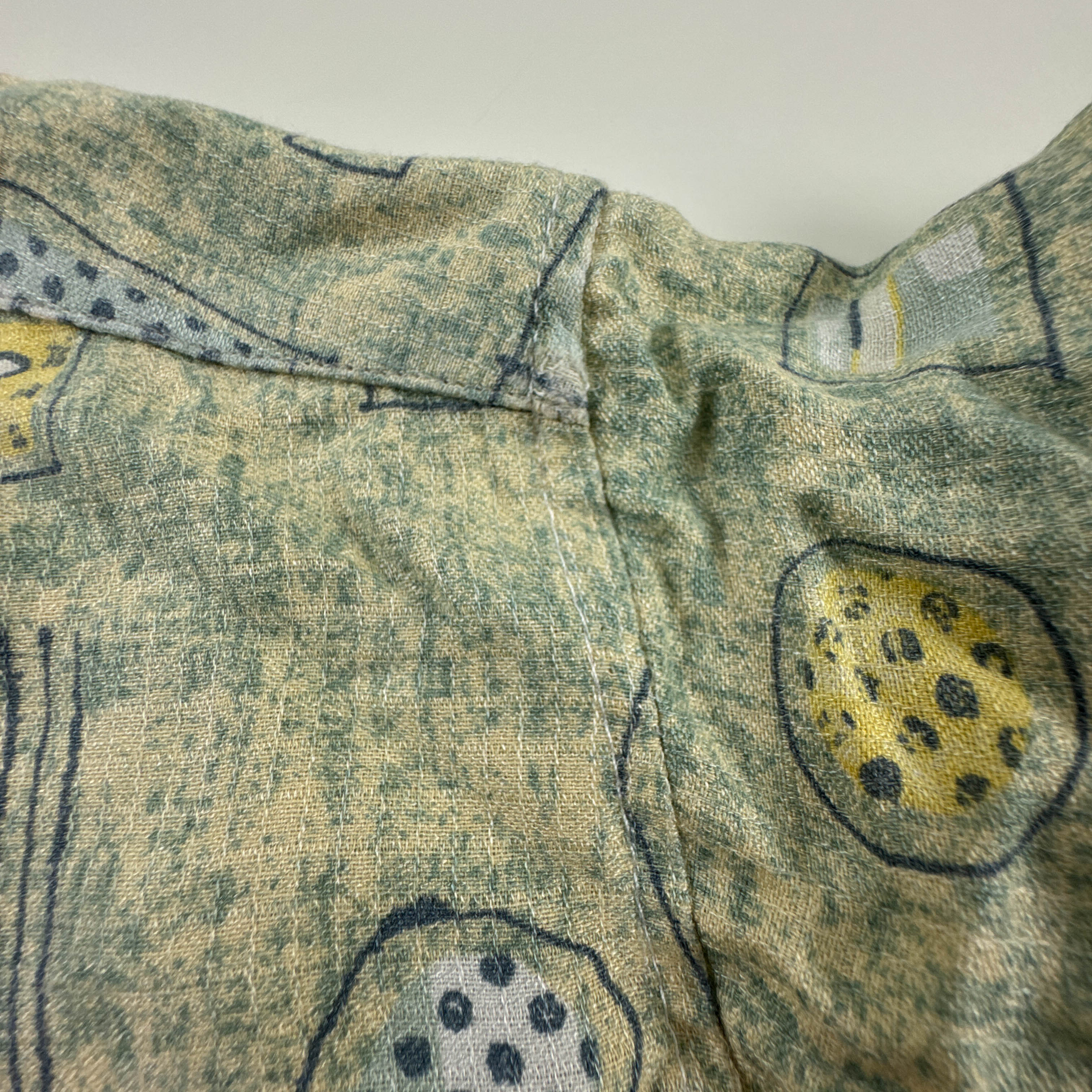 Camicia Vintage verde e gialla fantasia astratta anni 80 90 - Taglia 45/46 uomo