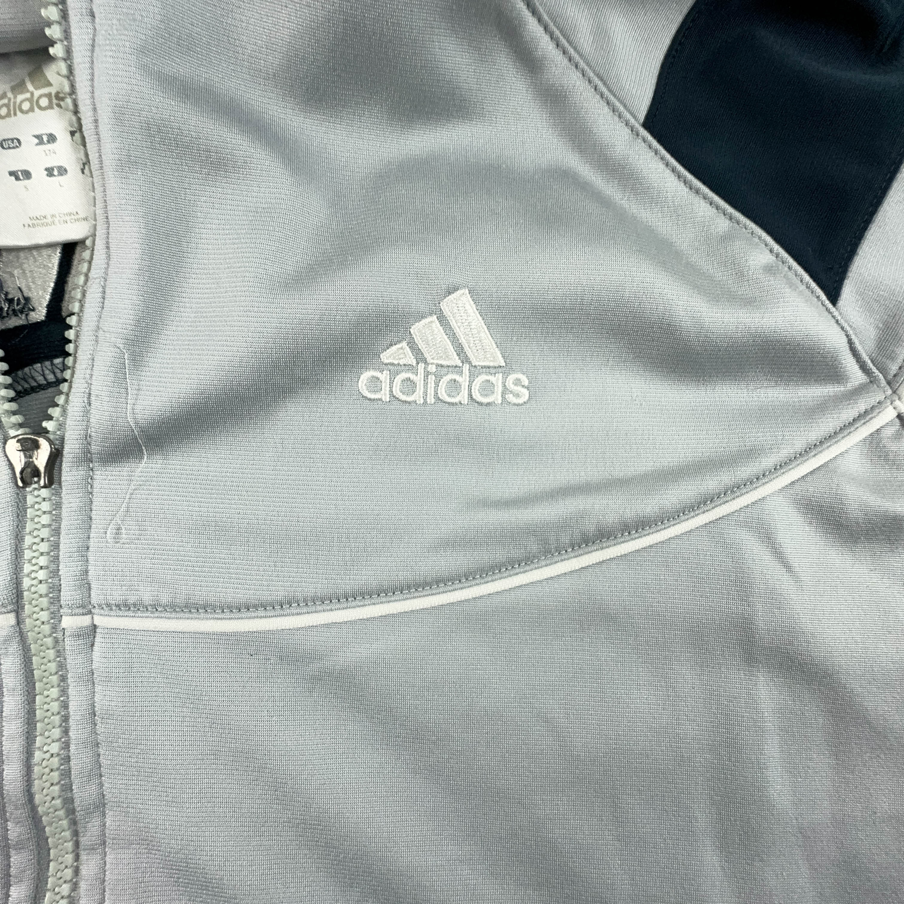 Felpa Adidas Vintage grigia con zip anni 2000 - Taglia 38 40 uomo