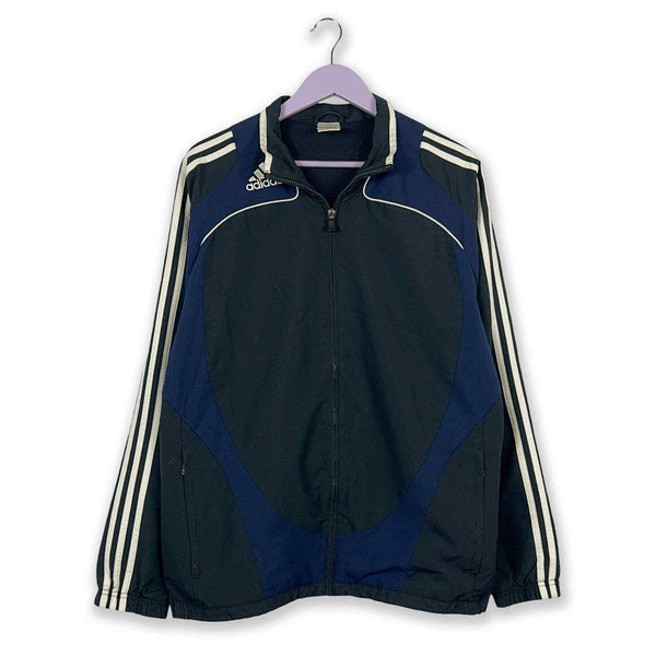 Giacca a vento Adidas Vintage nera e blu anni 2000 - Taglia M/L uomo