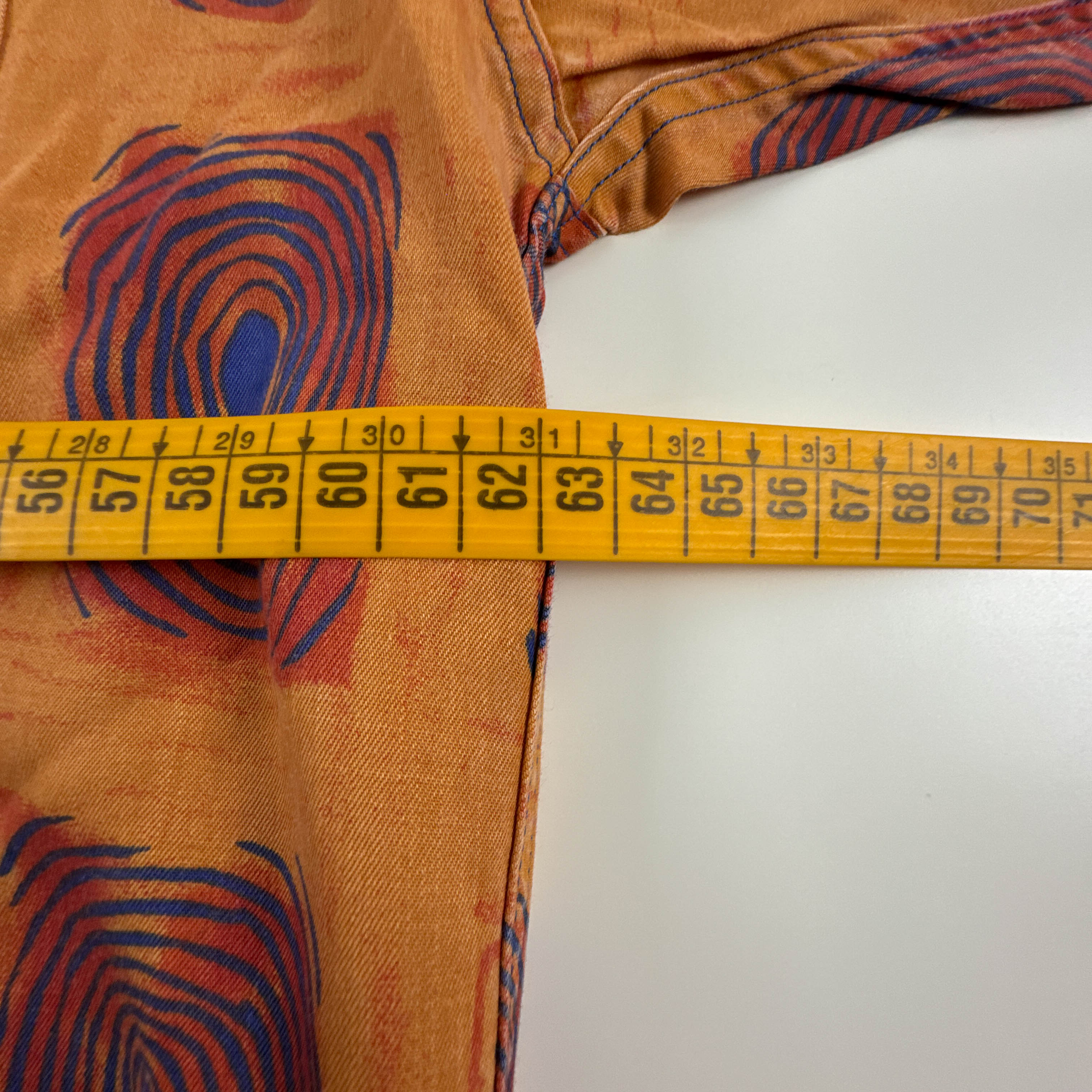 Camicia Vintage arancione rossa e blu fantasia a quadri anni 80 90 - Taglia L/XL uomo