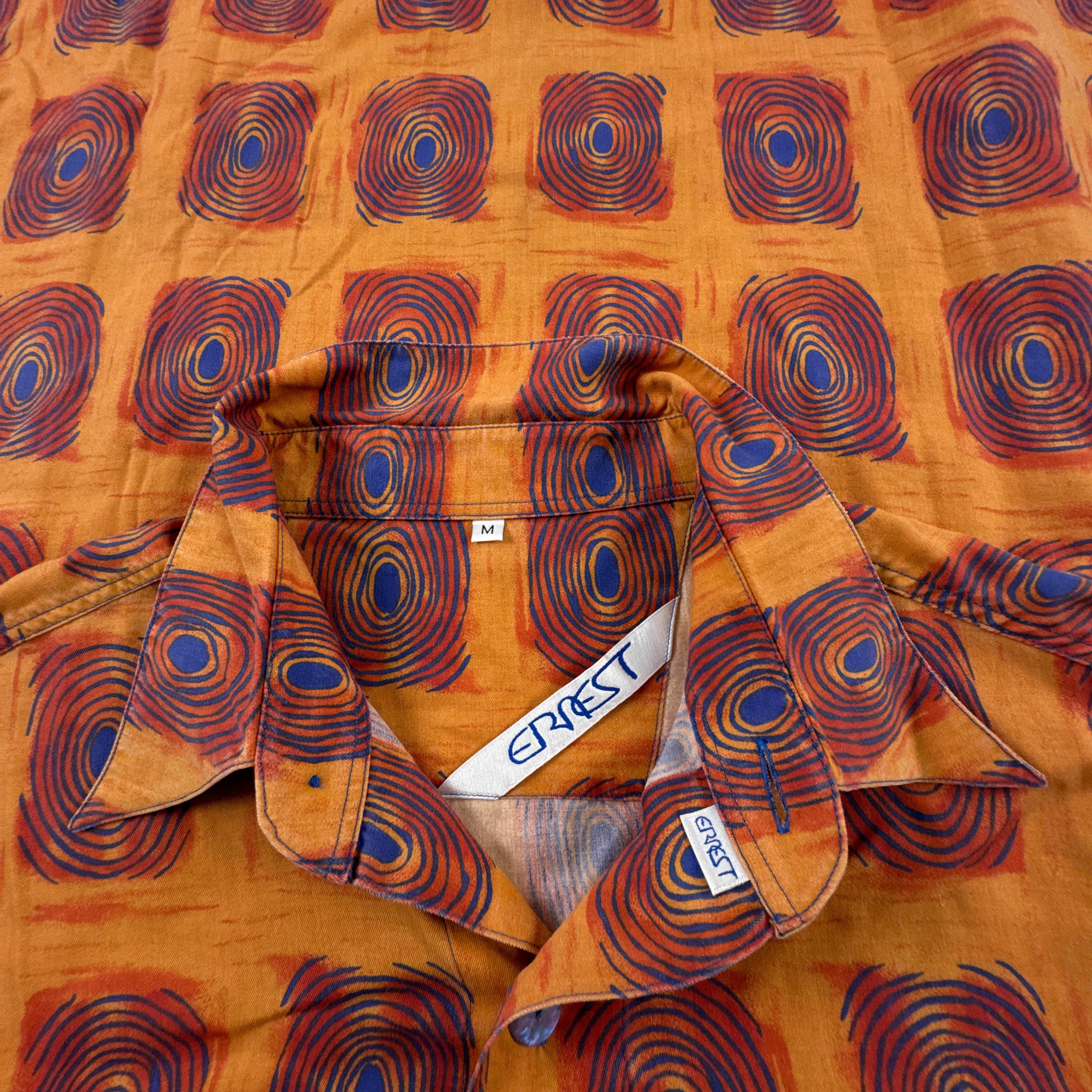 Camicia Vintage arancione rossa e blu fantasia a quadri anni 80 90 - Taglia L/XL uomo