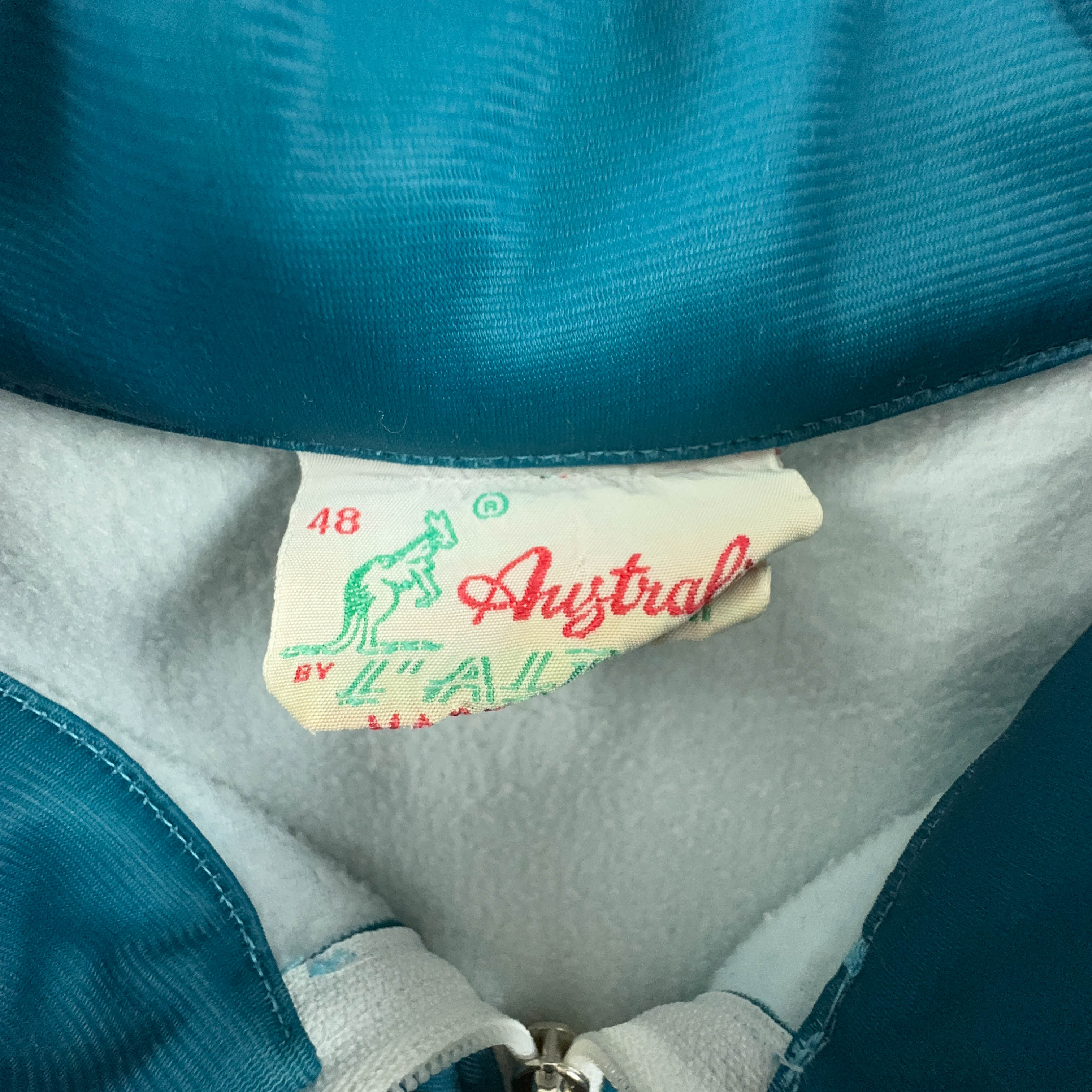 Felpa Australian Alpina Vintage bianca e azzurra con zip - Taglia 48 uomo