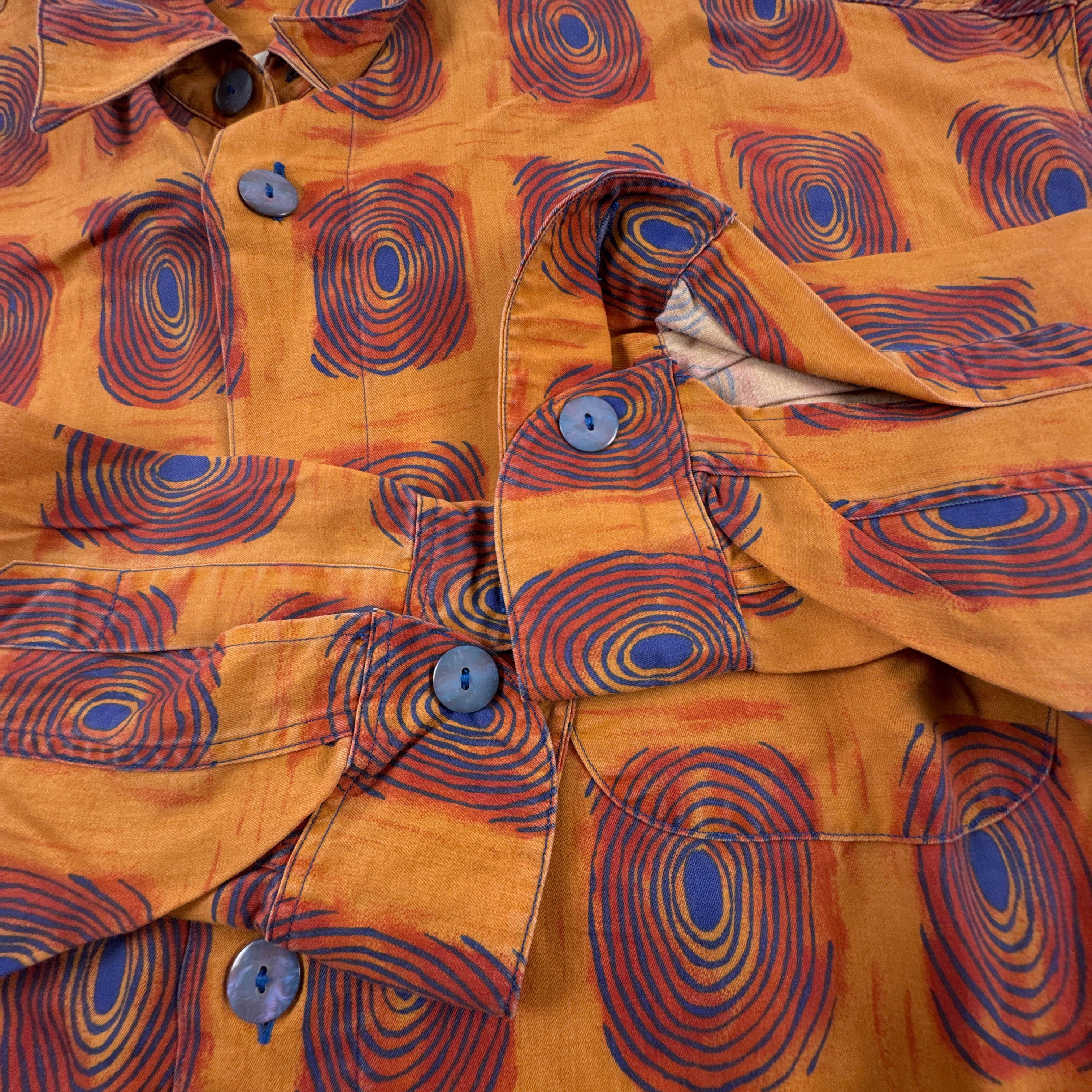 Camicia Vintage arancione rossa e blu fantasia a quadri anni 80 90 - Taglia L/XL uomo