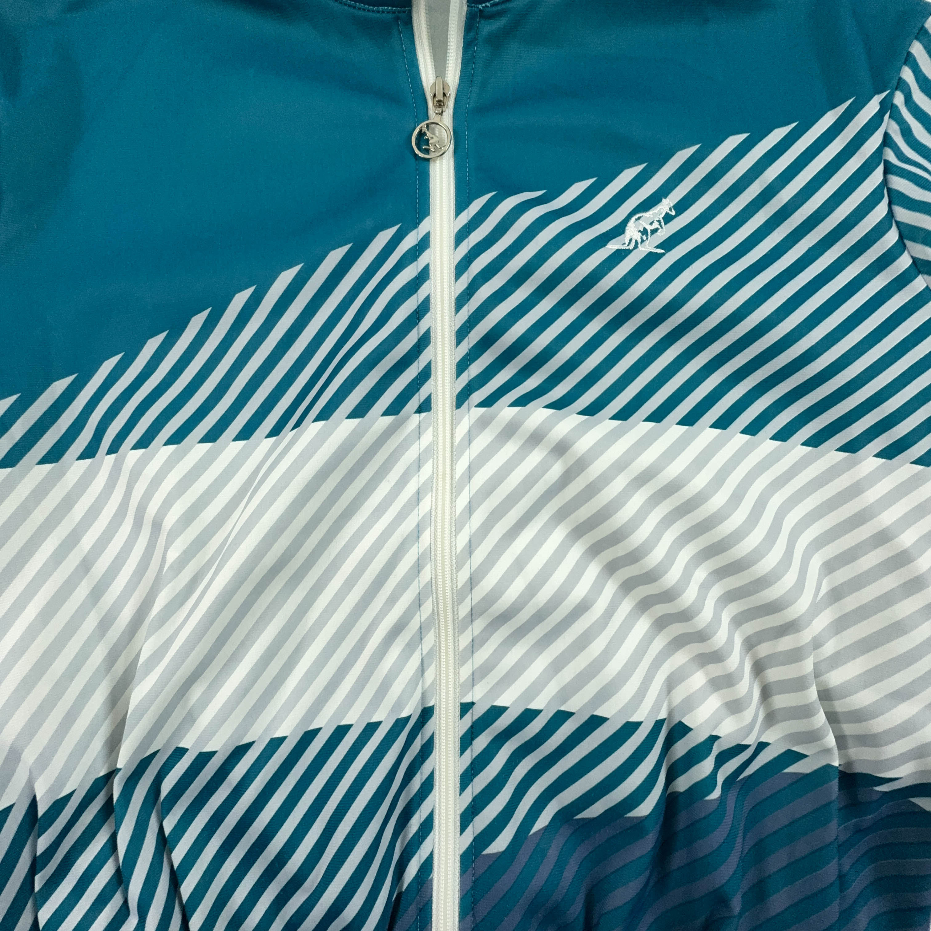 Felpa Australian Alpina Vintage bianca e azzurra con zip - Taglia 48 uomo