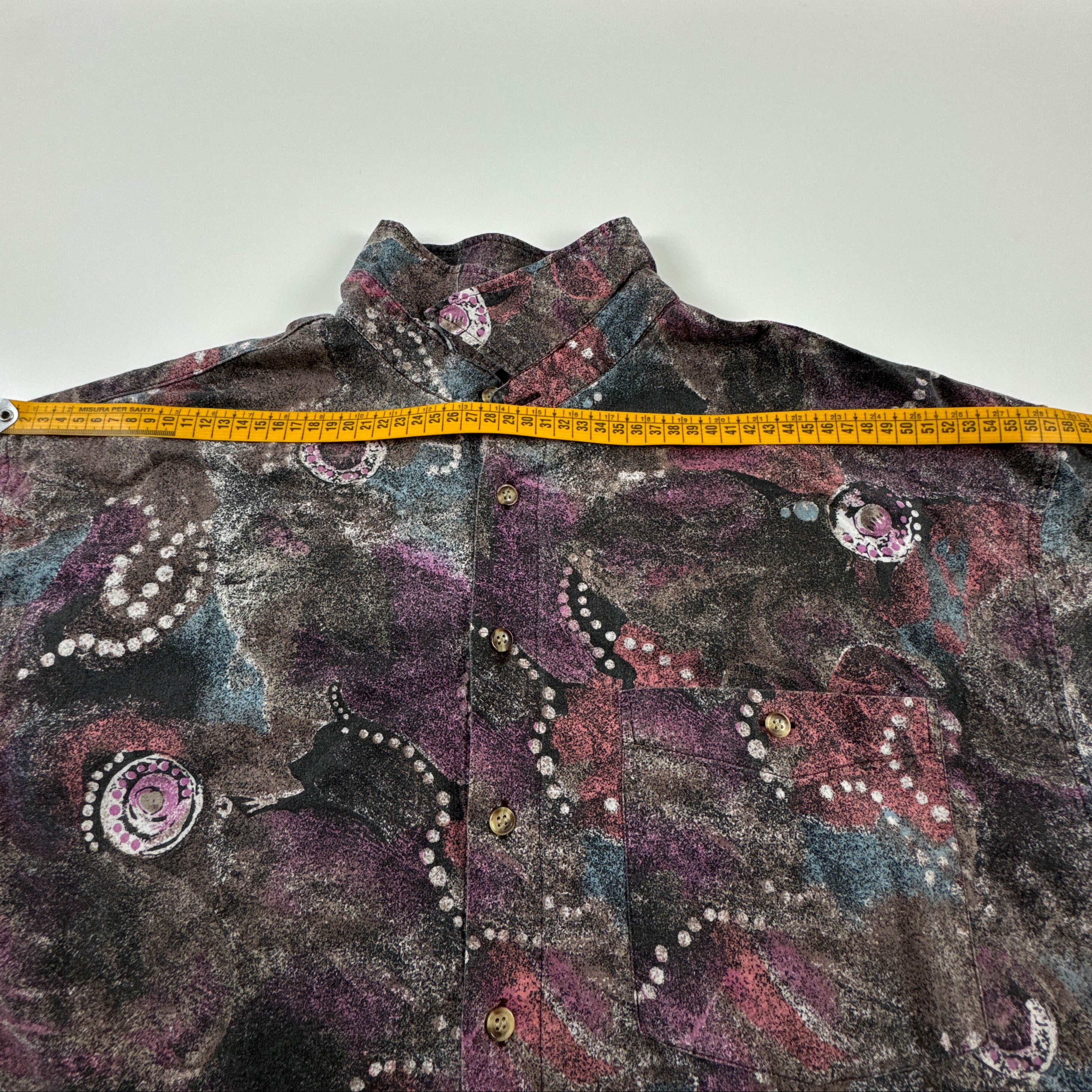 Camicia Vintage multicolore fantasia astratta in cotone anni 80 90 - Taglia L uomo