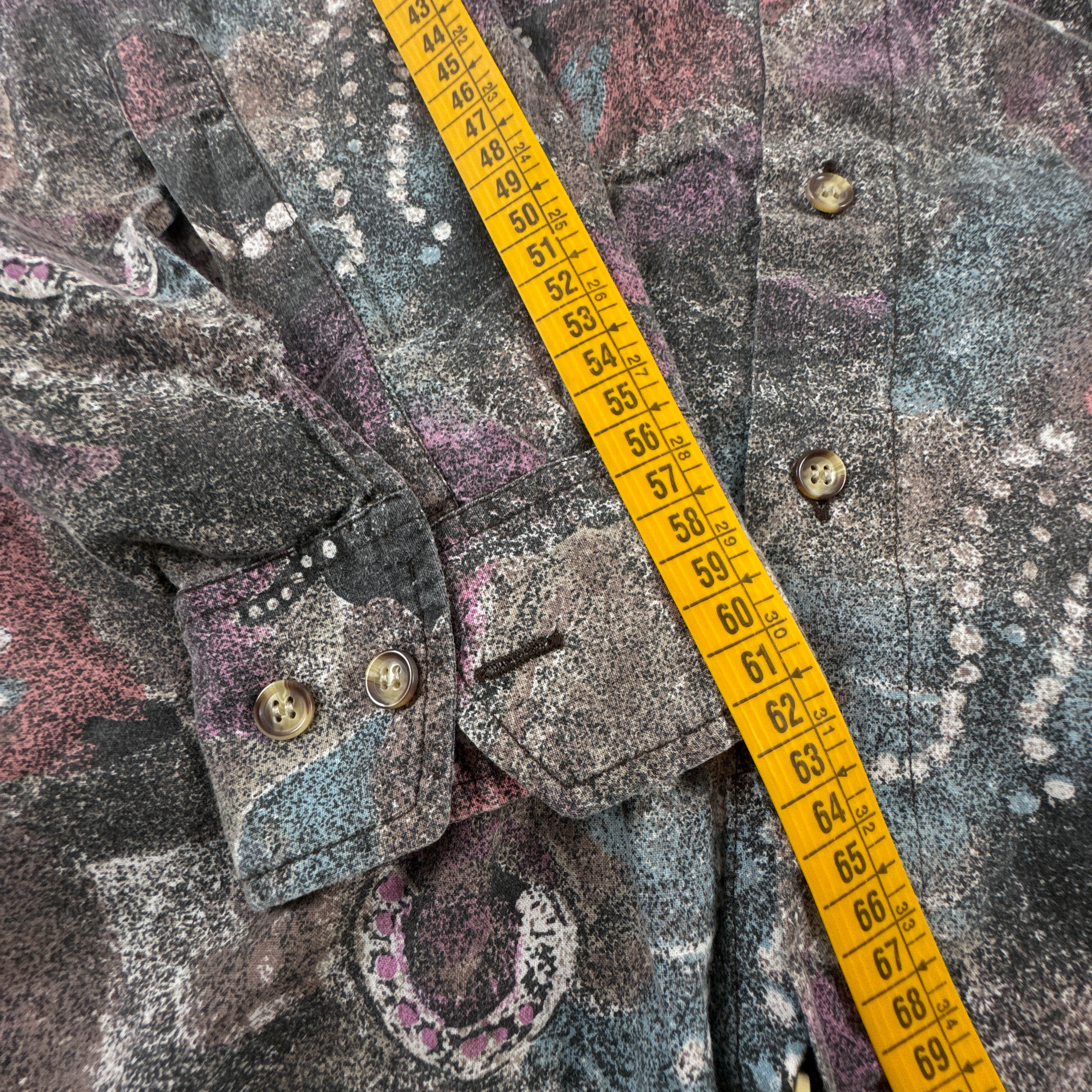 Camicia Vintage multicolore fantasia astratta in cotone anni 80 90 - Taglia L uomo