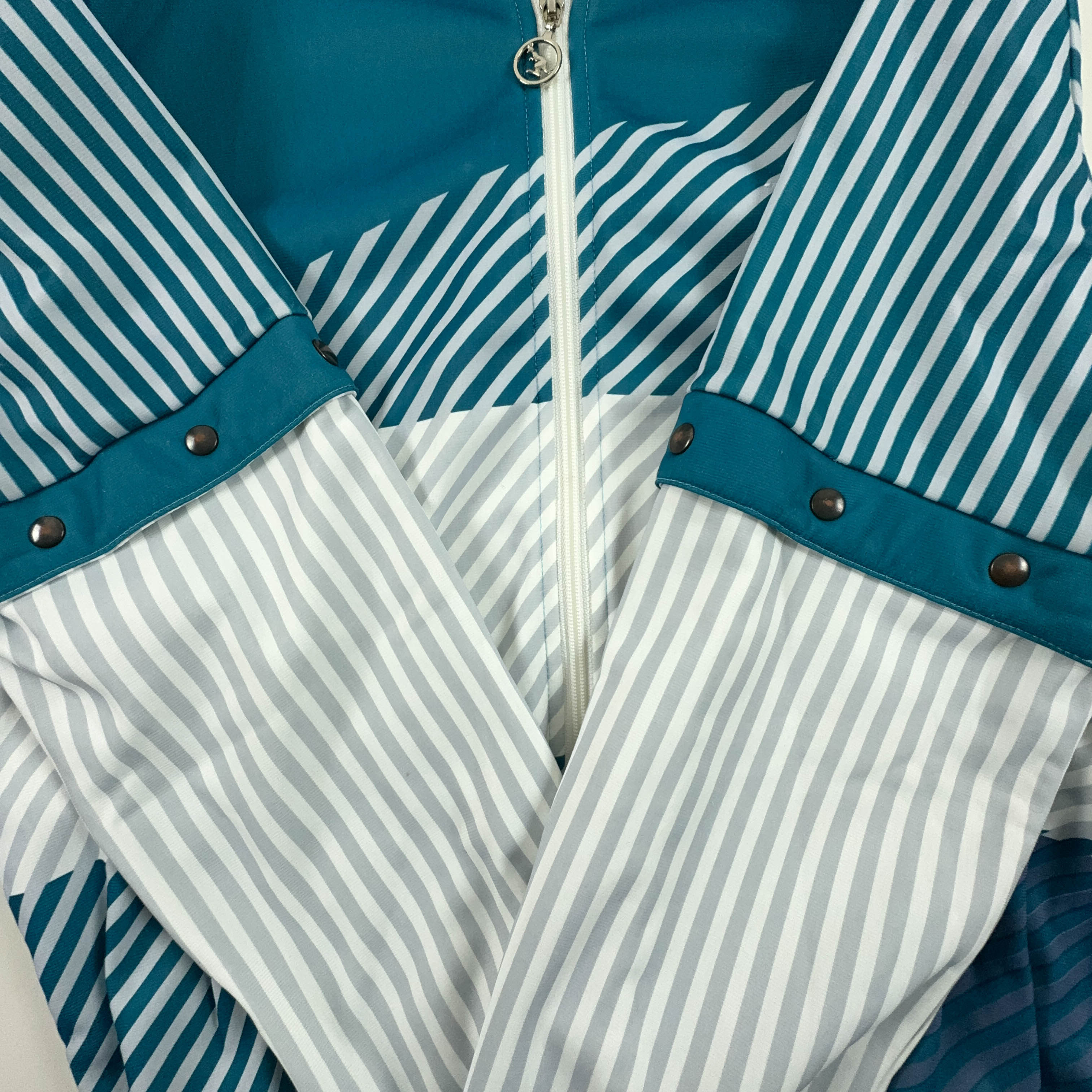 Felpa Australian Alpina Vintage bianca e azzurra con zip - Taglia 48 uomo