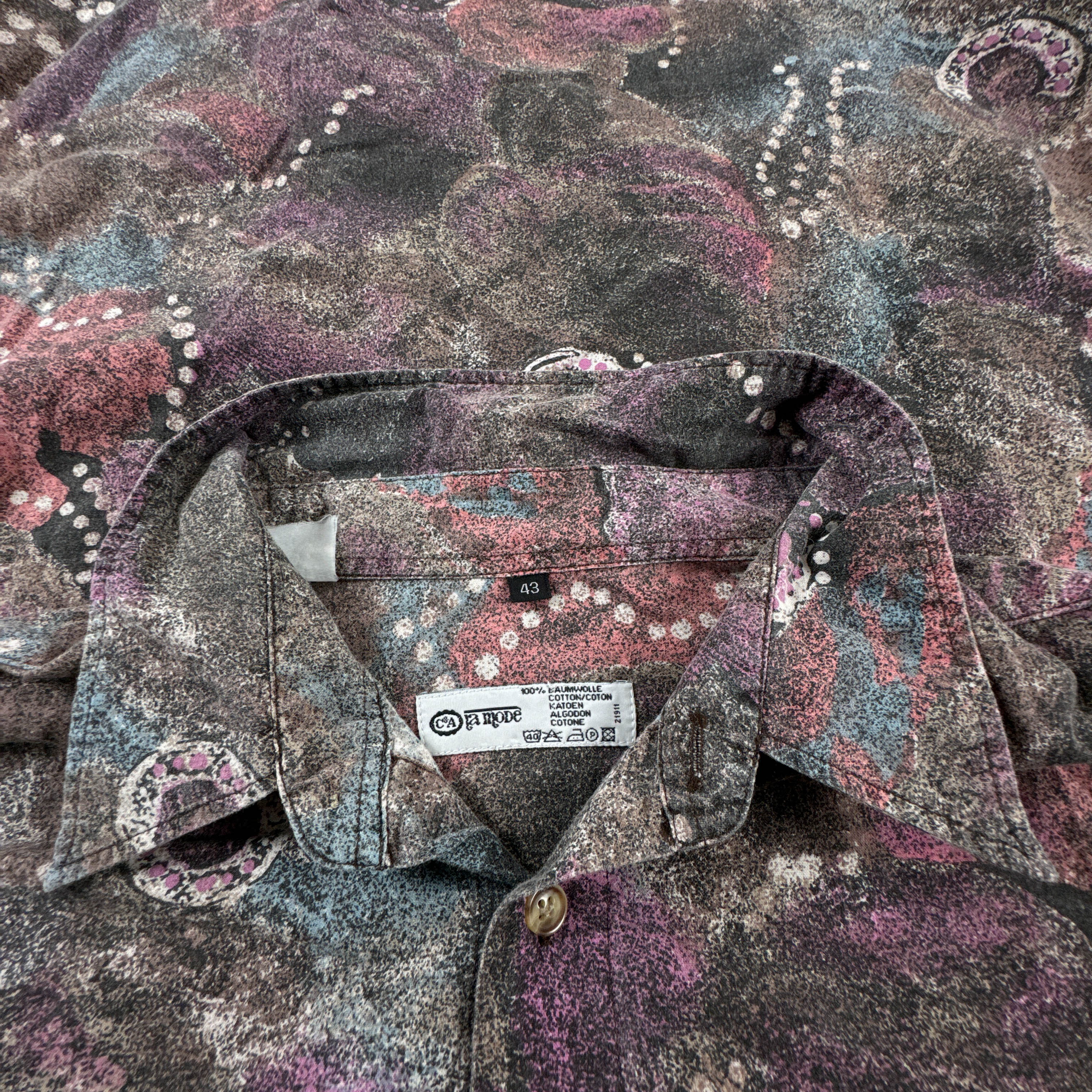 Camicia Vintage multicolore fantasia astratta in cotone anni 80 90 - Taglia L uomo