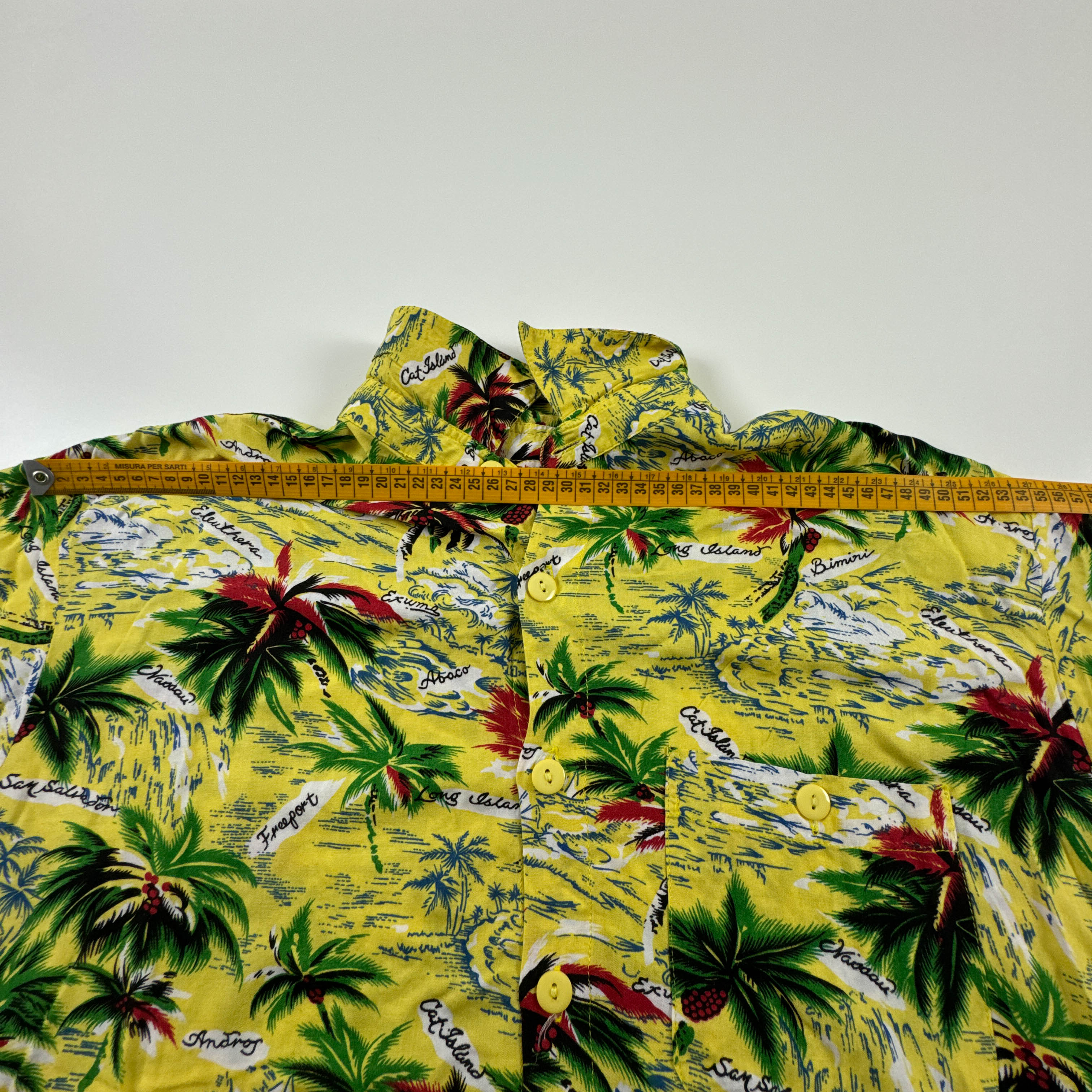 Camicia Vintage gialla e verde fantasia hawaii anni 80 90 - Taglia L/XL uomo