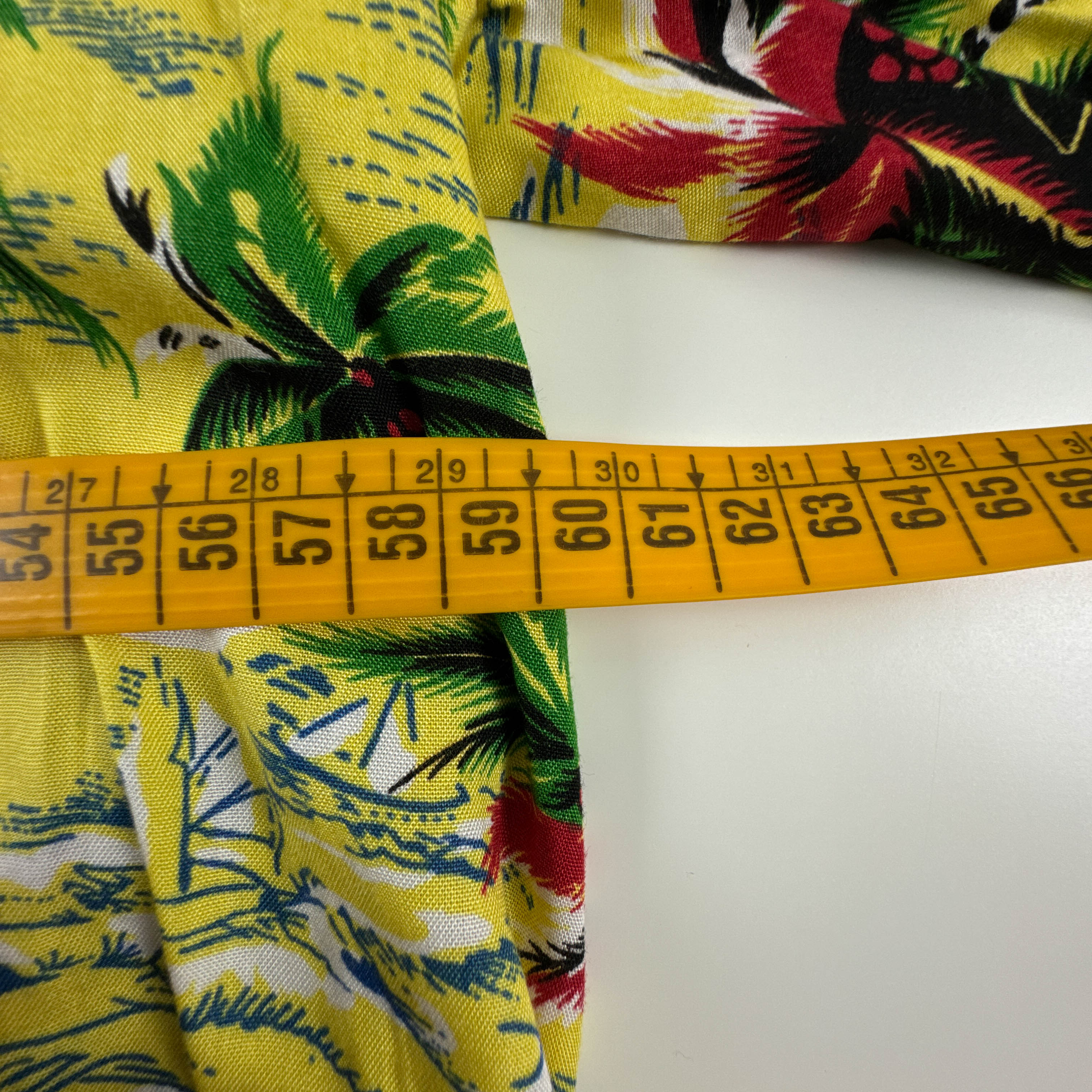 Camicia Vintage gialla e verde fantasia hawaii anni 80 90 - Taglia L/XL uomo