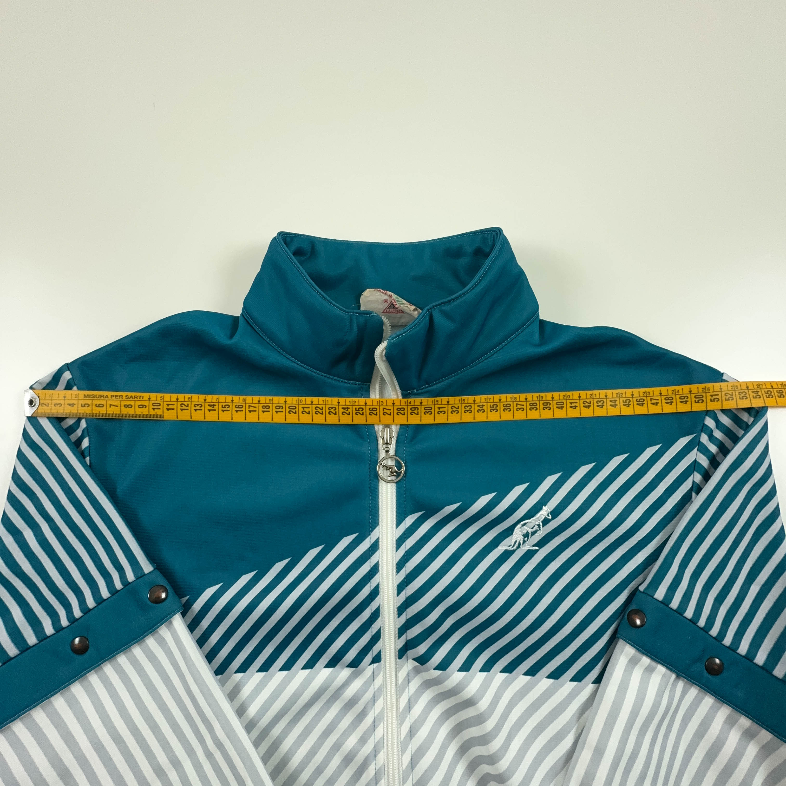 Felpa Australian Alpina Vintage bianca e azzurra con zip - Taglia 48 uomo