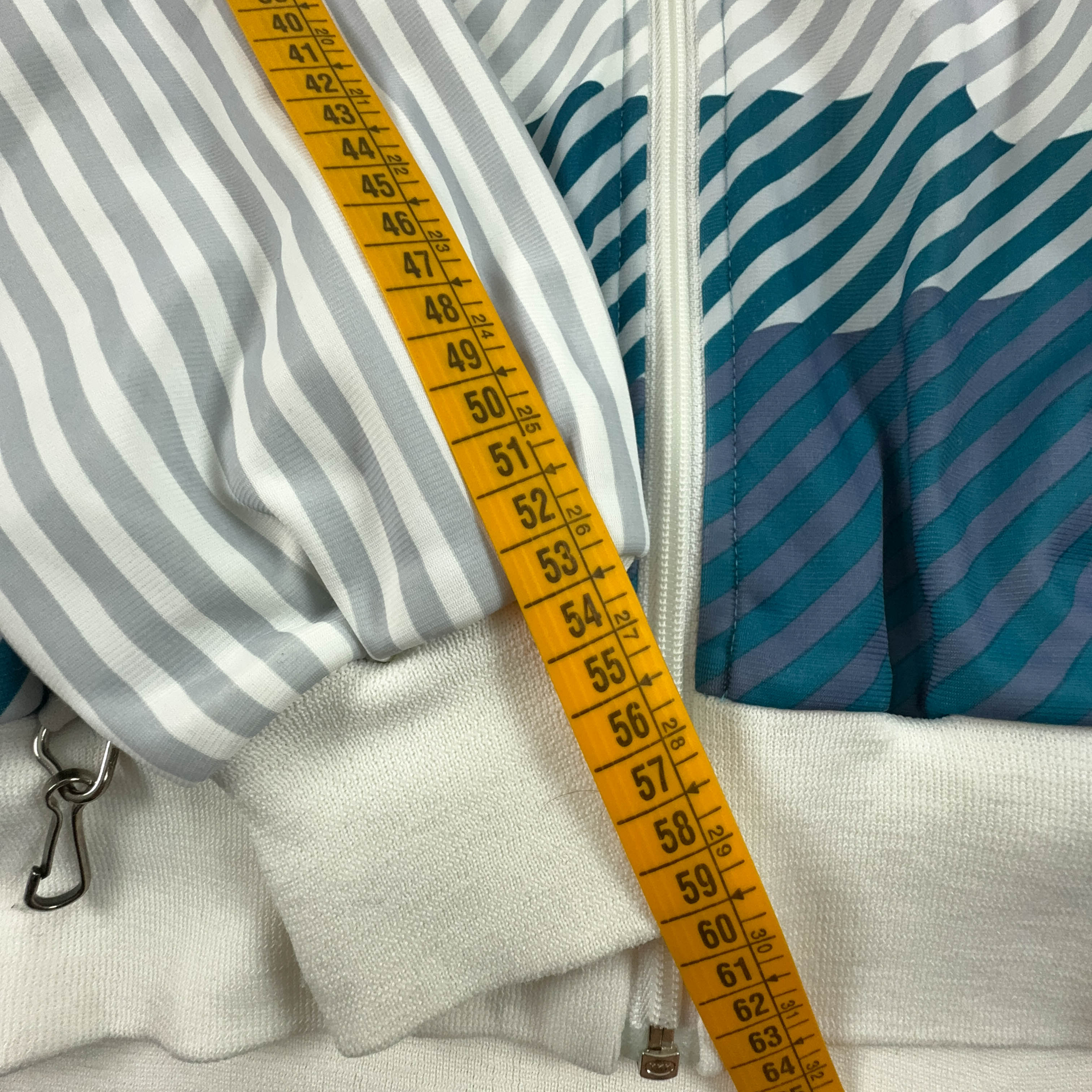 Felpa Australian Alpina Vintage bianca e azzurra con zip - Taglia 48 uomo