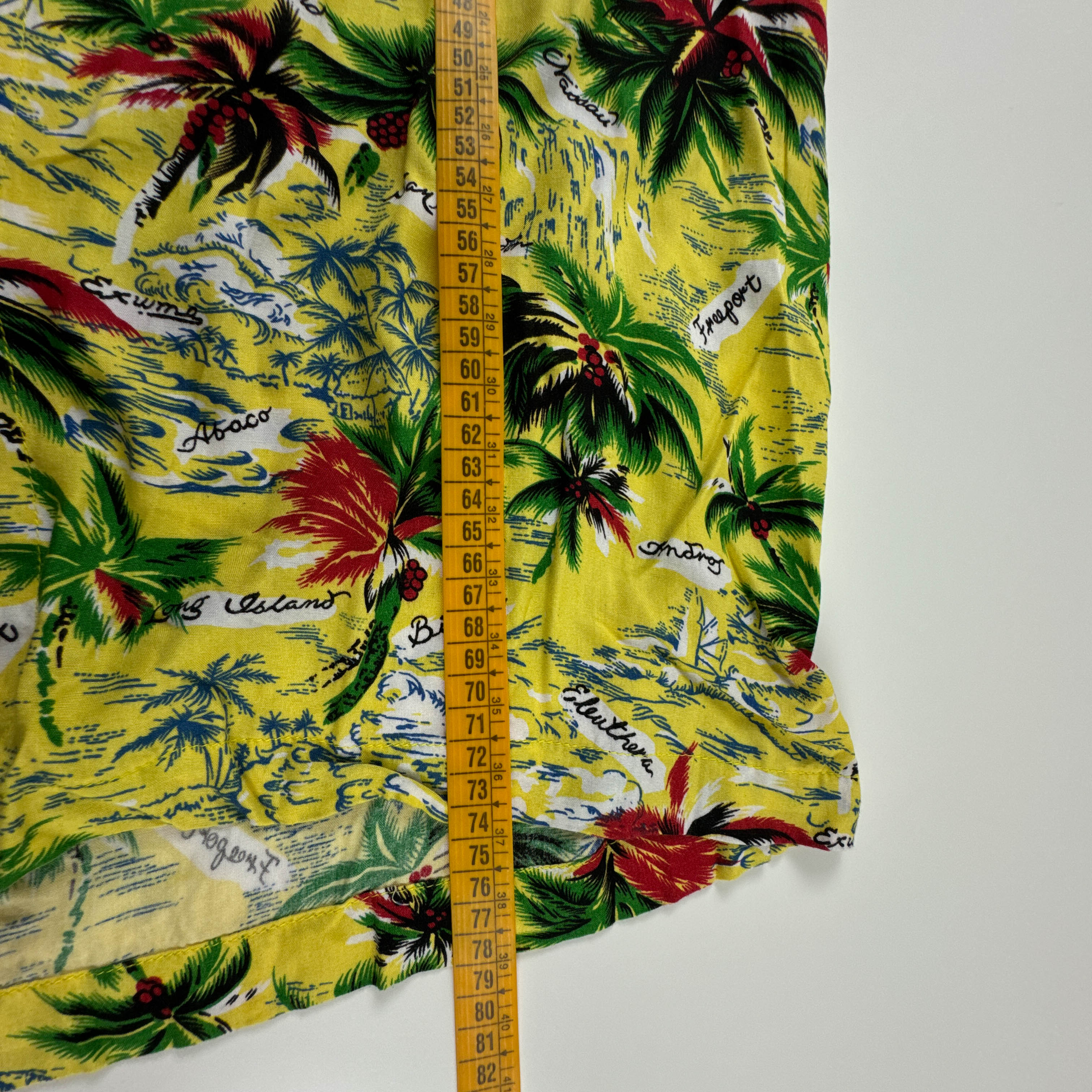 Camicia Vintage gialla e verde fantasia hawaii anni 80 90 - Taglia L/XL uomo