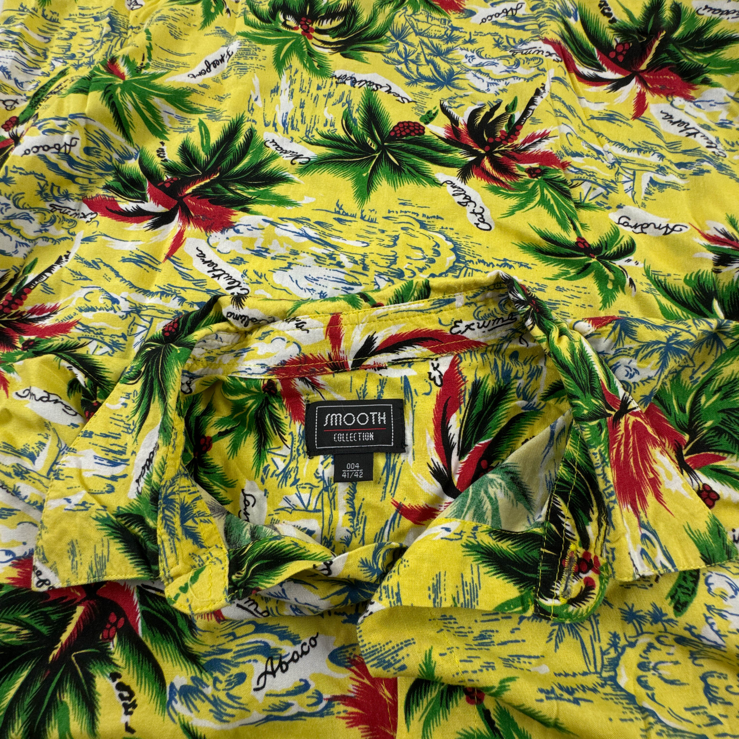Camicia Vintage gialla e verde fantasia hawaii anni 80 90 - Taglia L/XL uomo