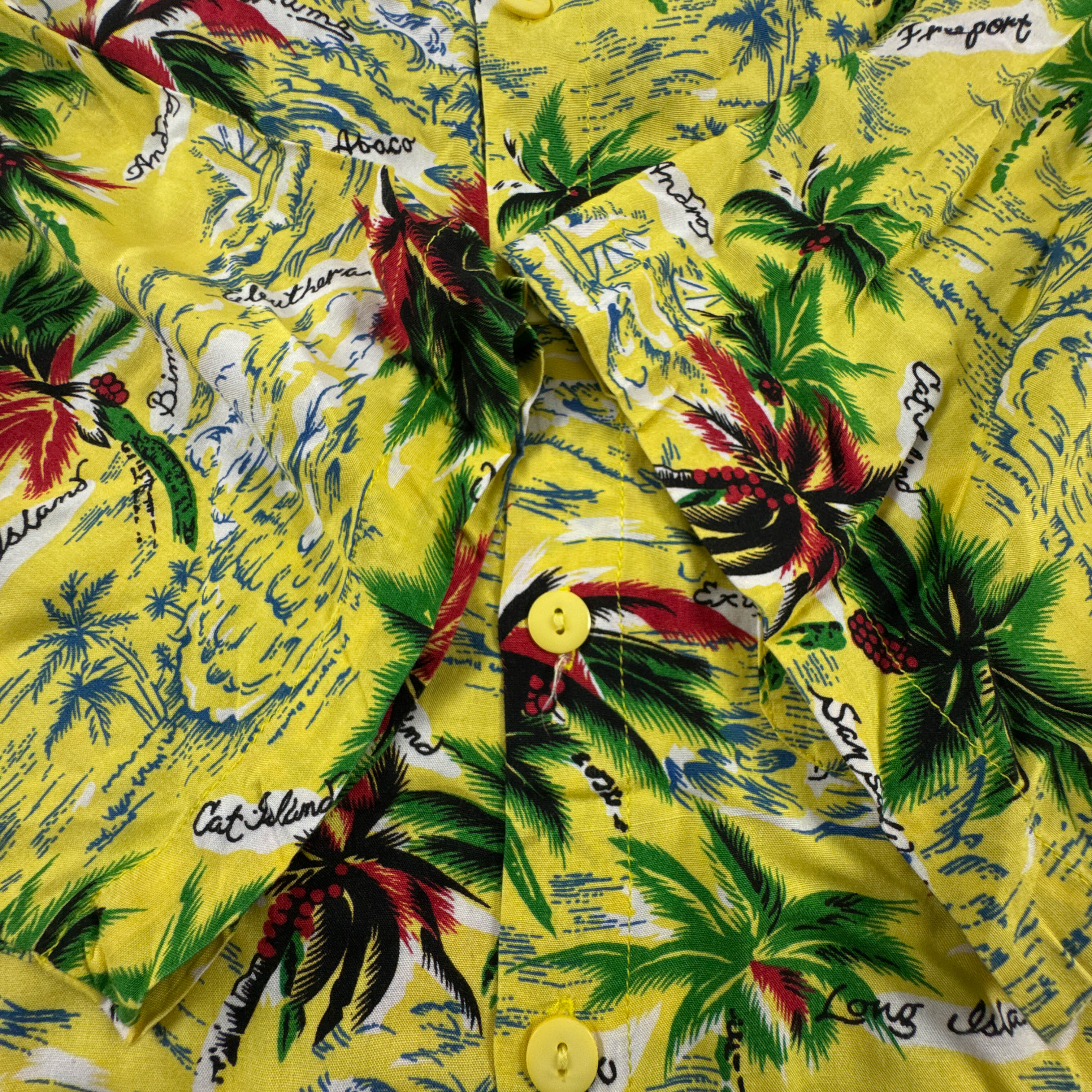 Camicia Vintage gialla e verde fantasia hawaii anni 80 90 - Taglia L/XL uomo