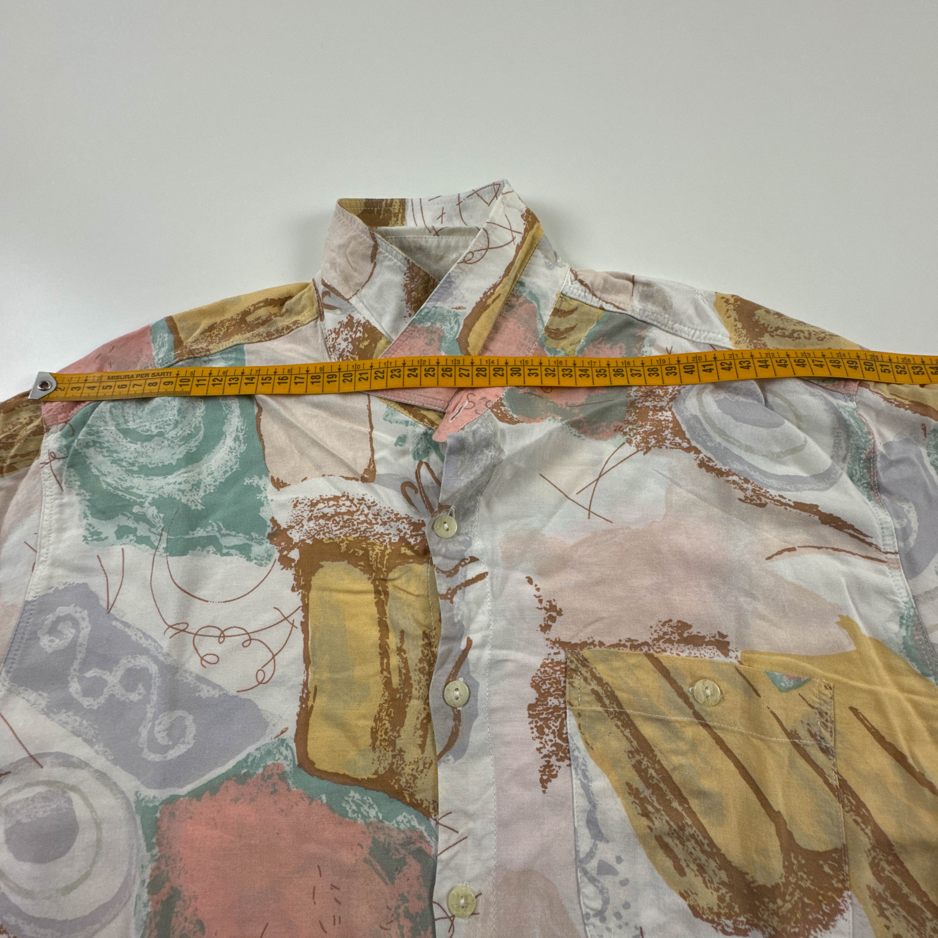 Camicia Vintage multicolore fantasia astratta anni 80 90 - Taglia XL uomo