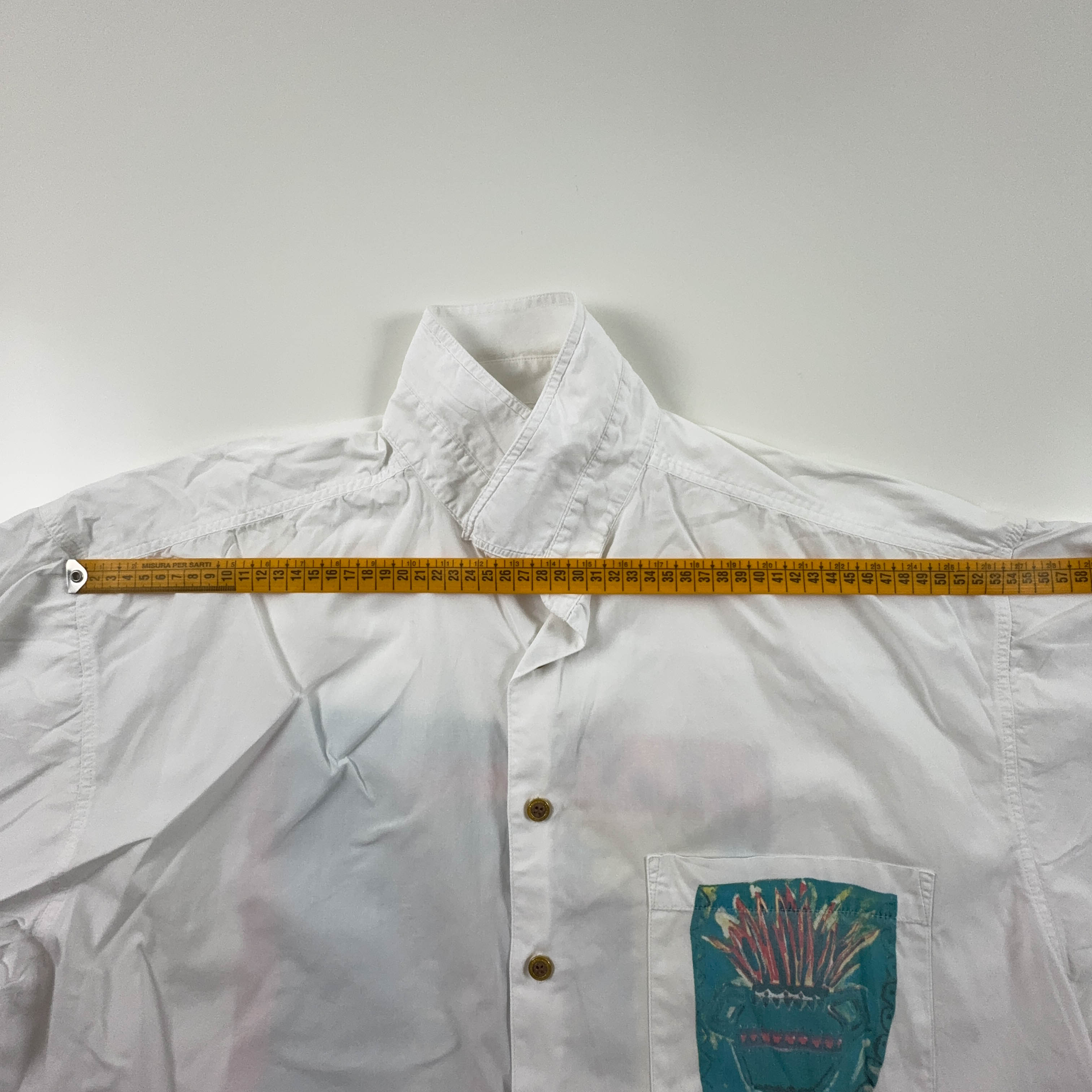 Camicia Vintage bianca con stampa sul retro - Taglia L/XL uomo