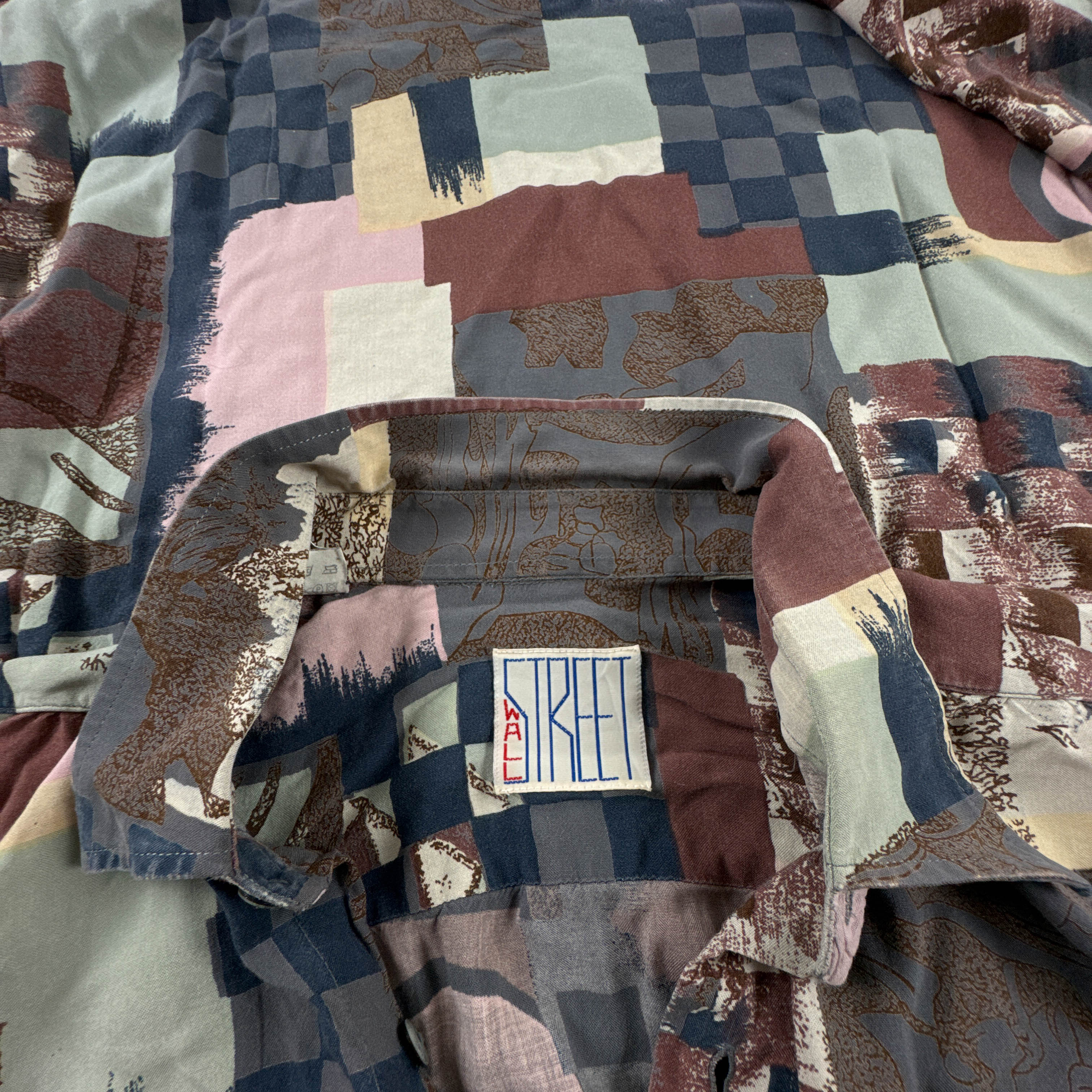 Camicia Vintage multicolore fantasia astratta geometrica anni 80 90 - Taglia L uomo