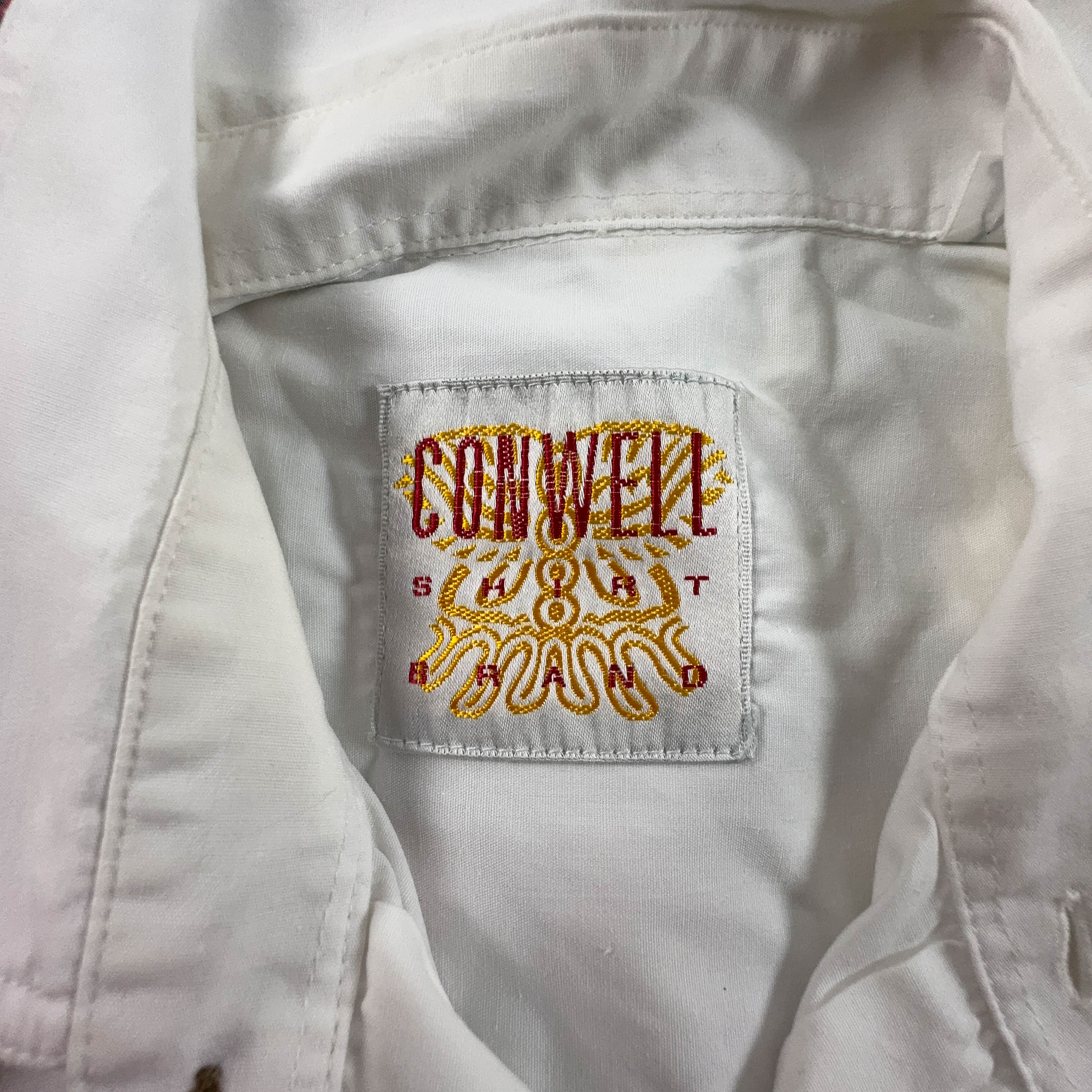 Camicia Vintage bianca con stampa sul retro - Taglia L/XL uomo