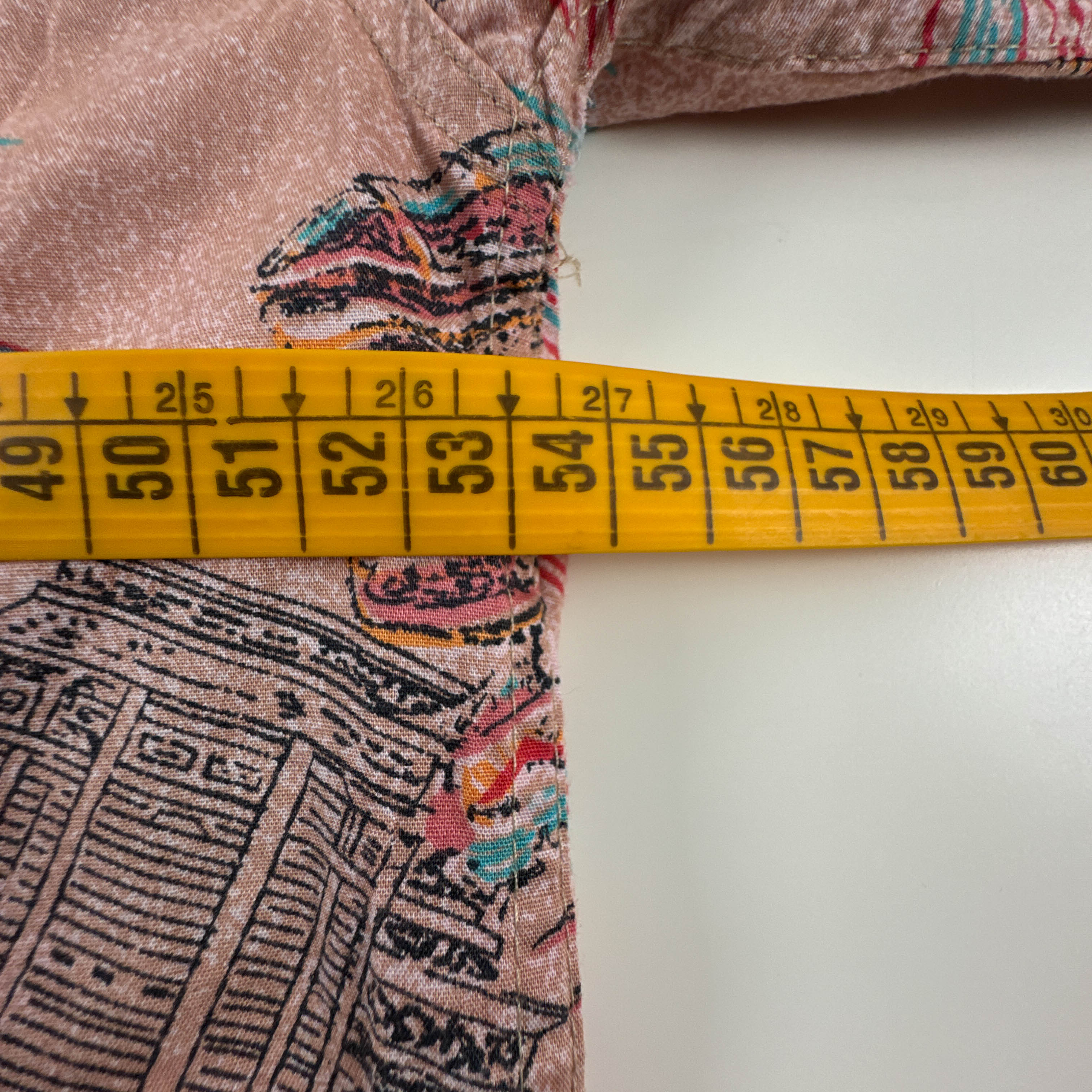 Camicia Vintage rosa con fantasia astratta multicolore anni 80 90 - Taglia L uomo