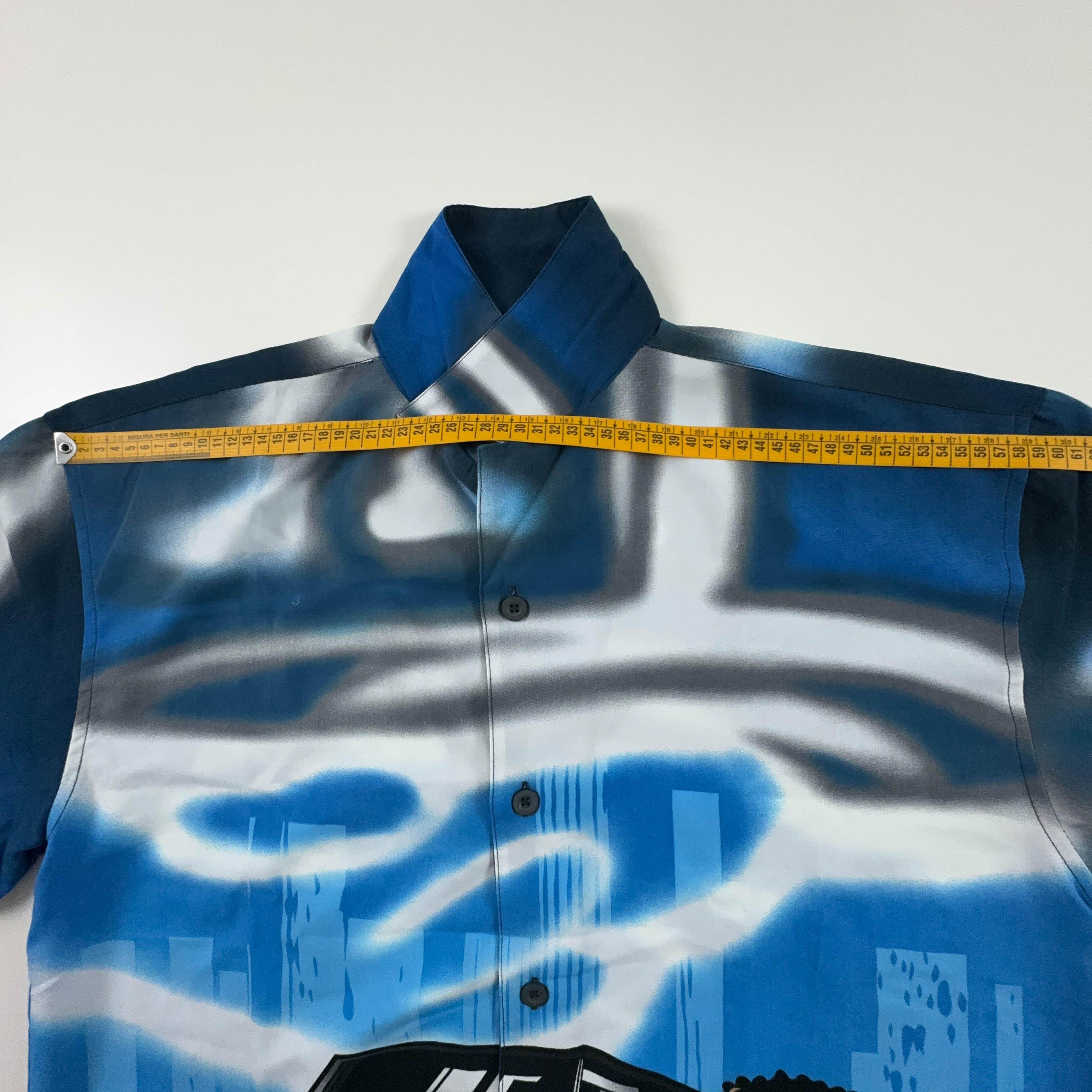 Camicia Vintage blu all on print cartoon - Taglia L/XL uomo