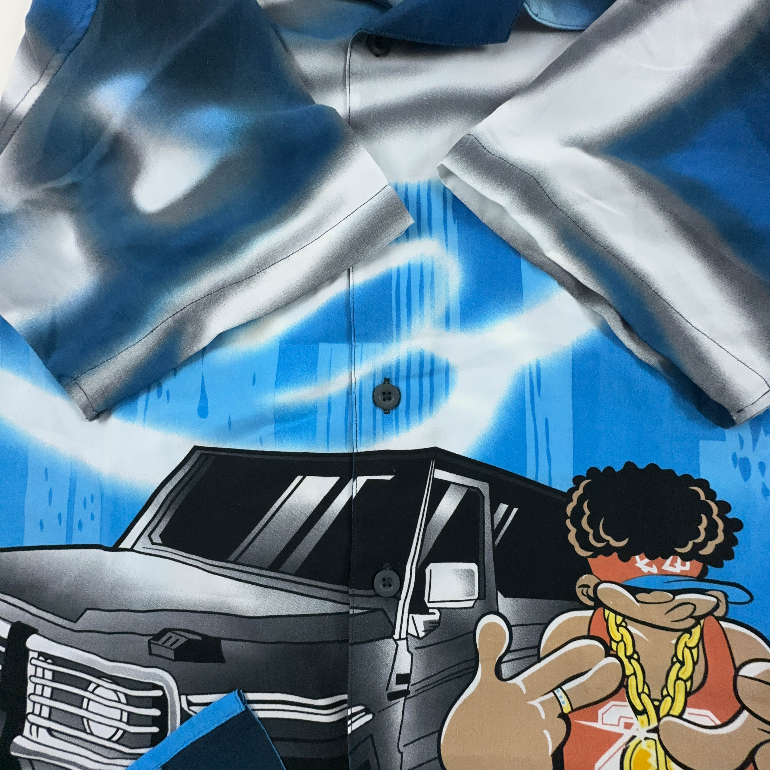 Camicia Vintage blu all on print cartoon - Taglia L/XL uomo