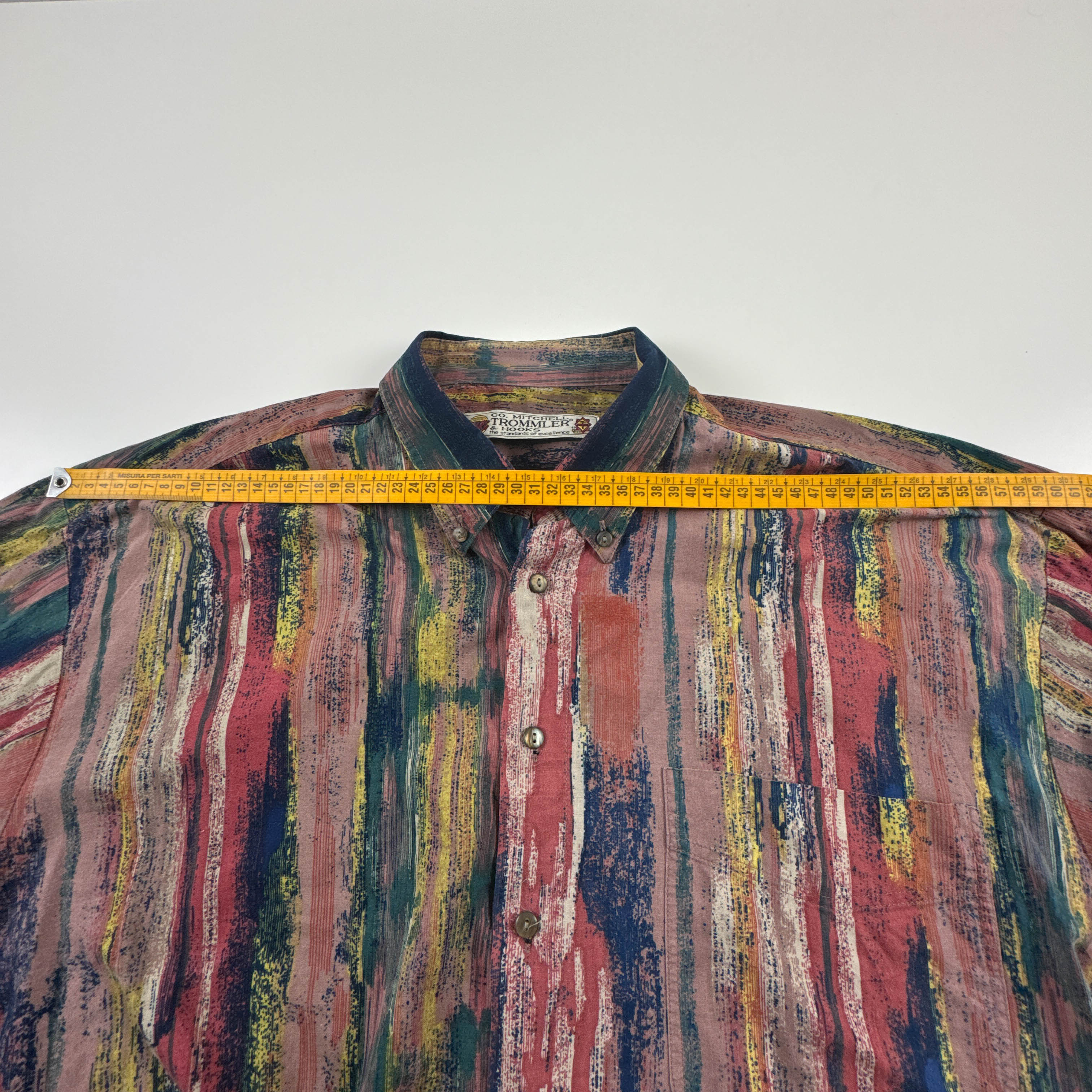Camicia Vintage multicolore con fantasia astratta anni 80 90 - Taglia L/XL uomo
